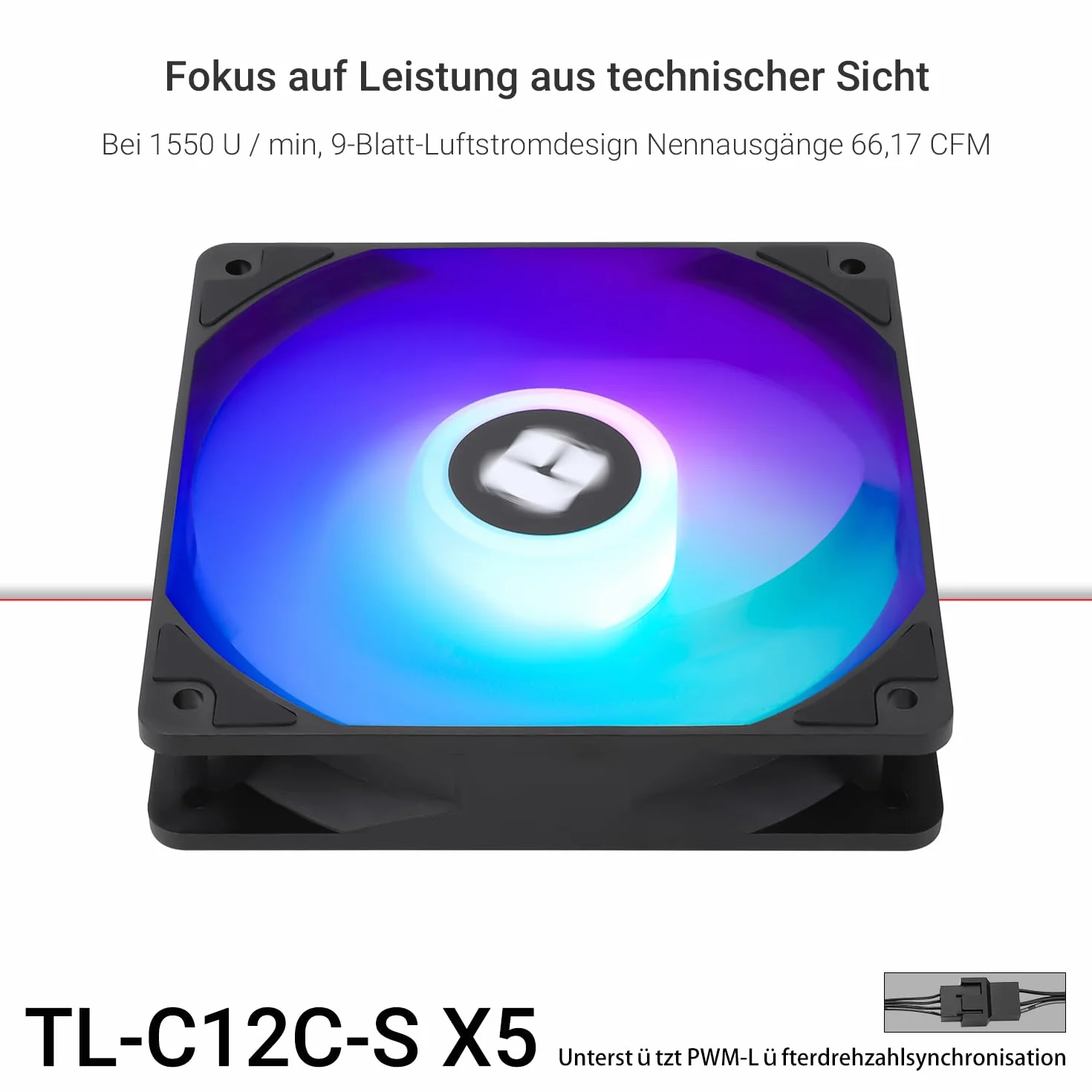 Thermalright TL-C12C-S X5 120 mm CPU PWM ARGB Wentylator Czarny 5 sztuk
