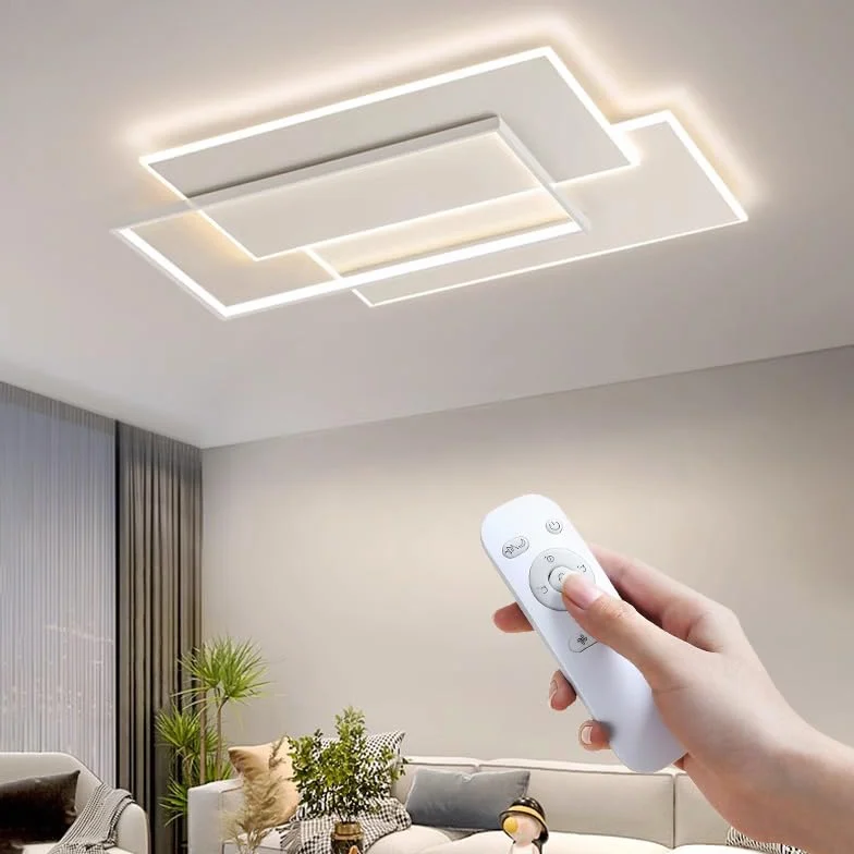 Nowoczesna lampa sufitowa LED do salonu, dekoracja domu, pilot zdalnego sterowania, sypialnia dziecięca, lampa do jadalni (biała 40 x 40 cm, 3 kolory)