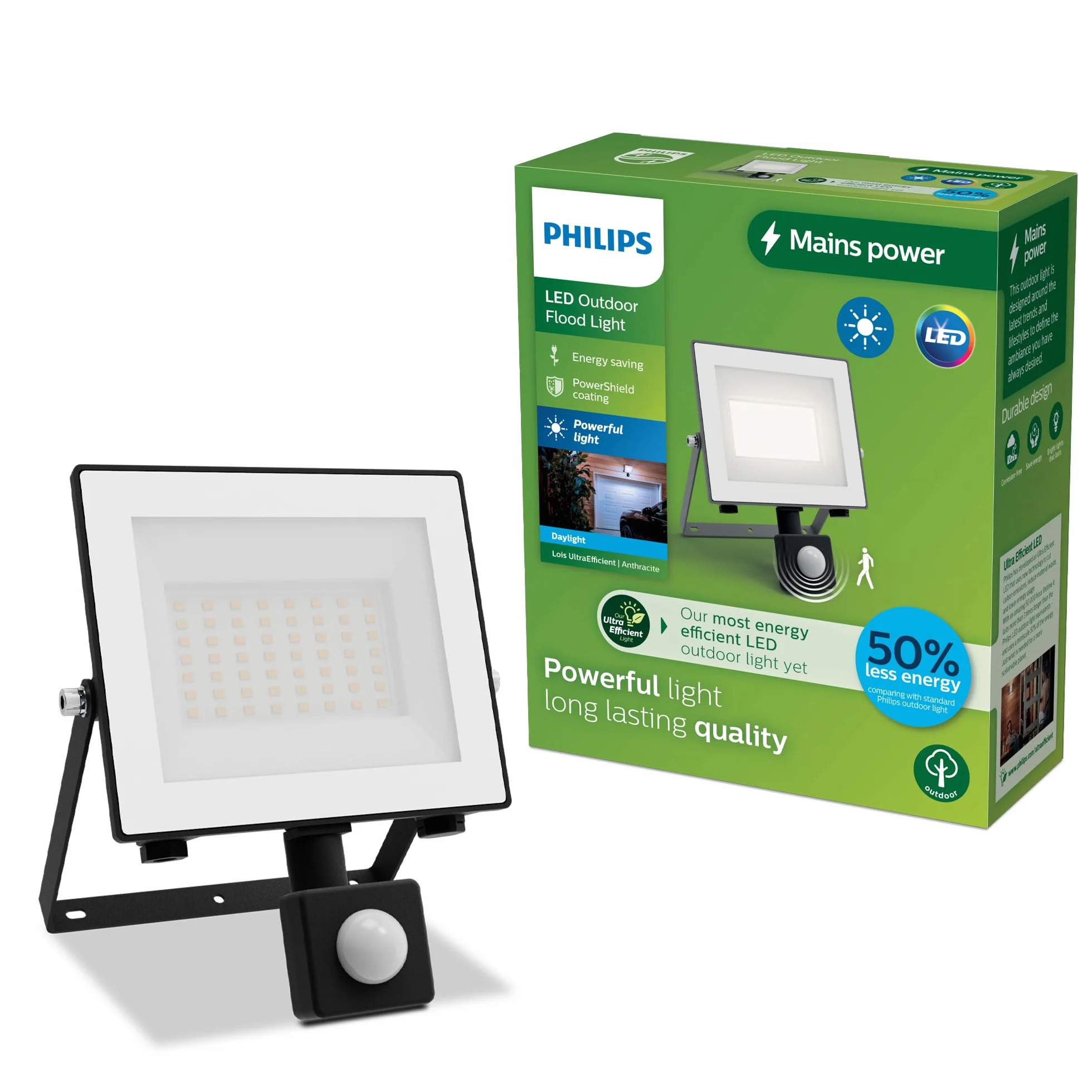 Philips Lois Zewnętrzna Lampa Floodlight z Czujnikiem, 14 W, 5000 K, Antracytowa