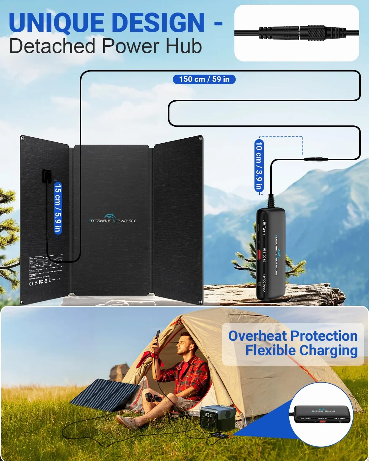 Ecosonique ładowarka solarna 30W USB A USB-C do telefonu komórkowego