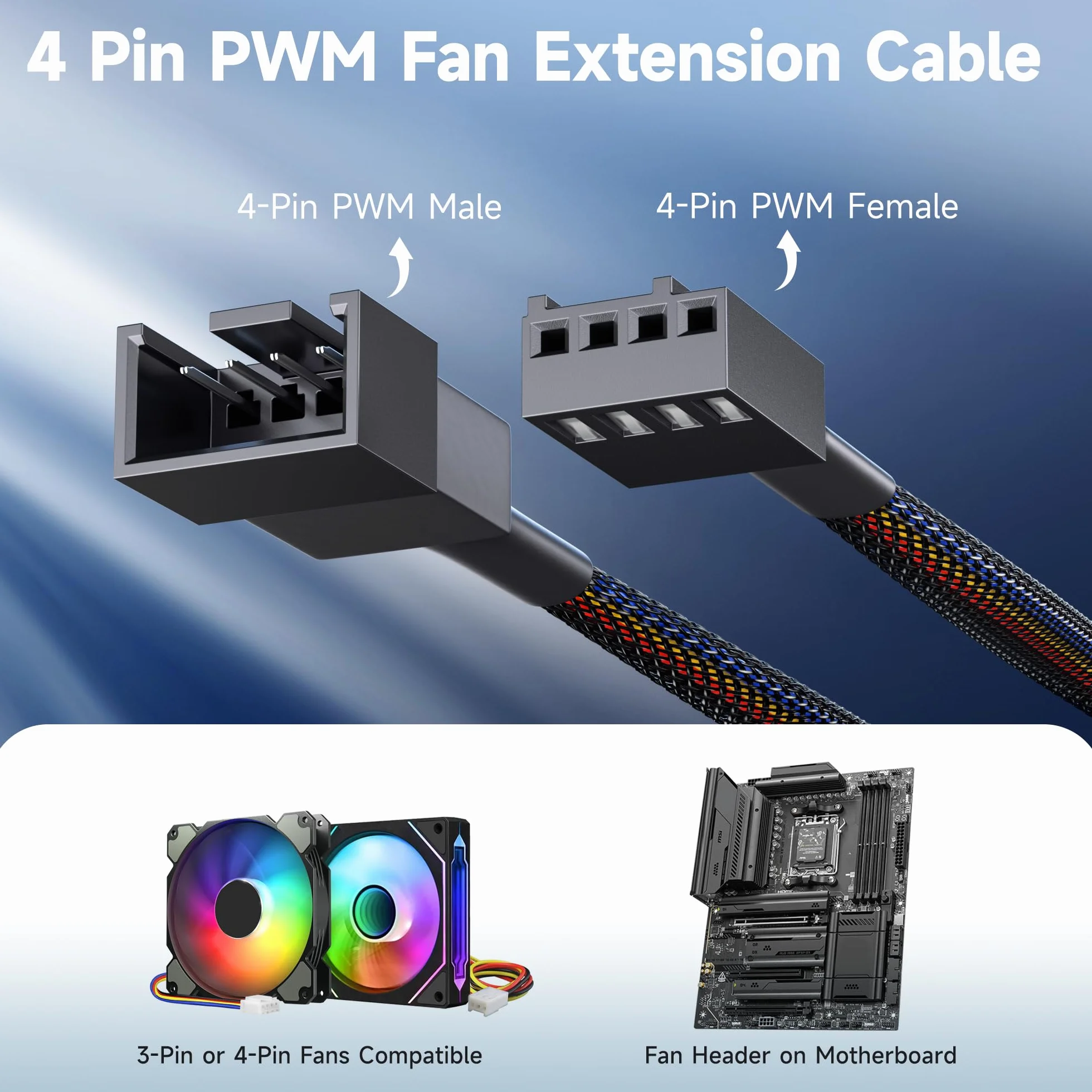 Cable Matters 4-pinowy kabel przedłużający do wentylatora PWM 30 cm