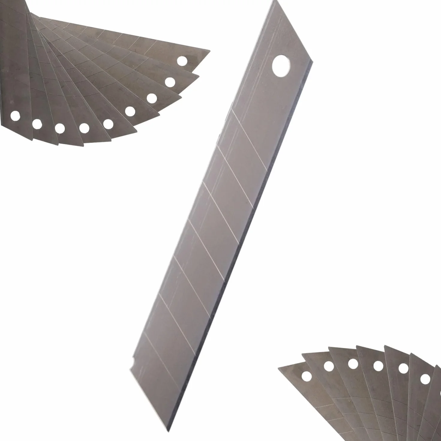 ToolSpace 50x Ostrza łamane uniwersalne ostrzone laserowo 50 sztuk - stal narzędziowa - szerokość 18 mm - uniwersalny zestaw do noży nożyków segmentowych do kartonów, tapet