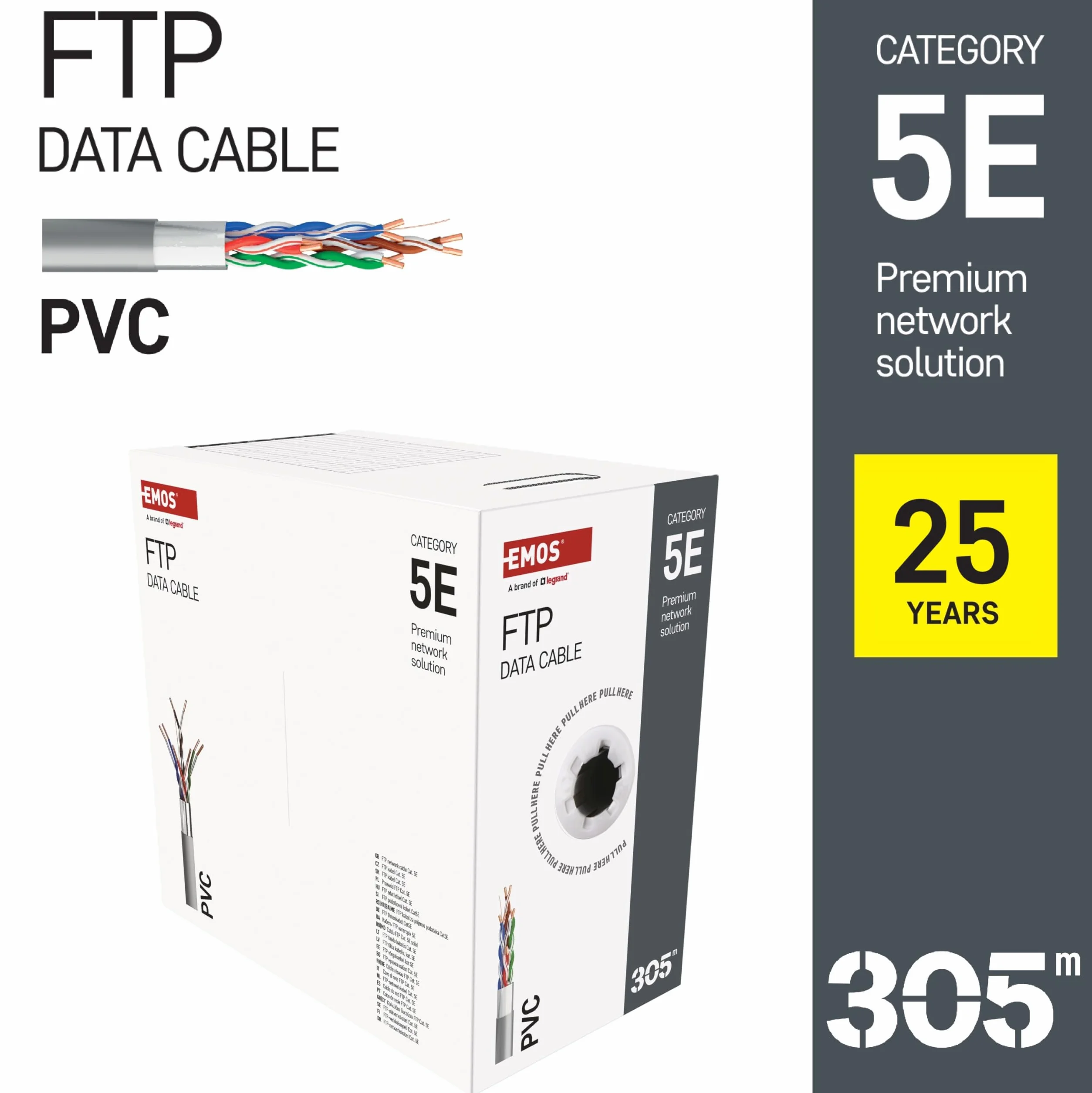 Emos Kabel do transmisji danych FTP 5E 305 m, 305 sztuk, S9221