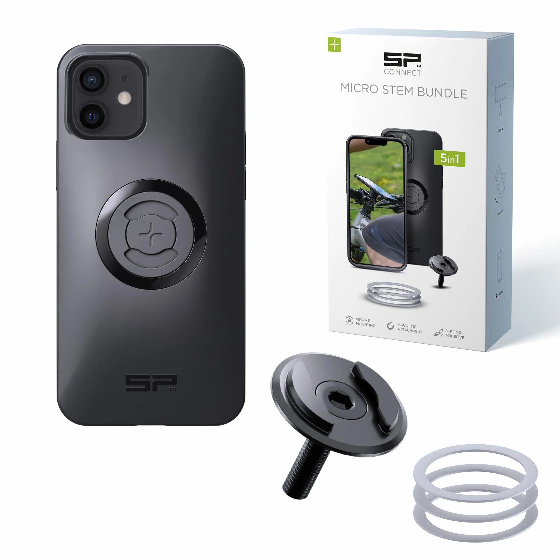 SP CONNECT Micro Stem Bundle | SPC+ | uchwyt na telefon komórkowy iPhone 12 Pro/12 na kierownicę rowerową | uchwyt na smartfon rower | uchwyt na telefon komórkowy