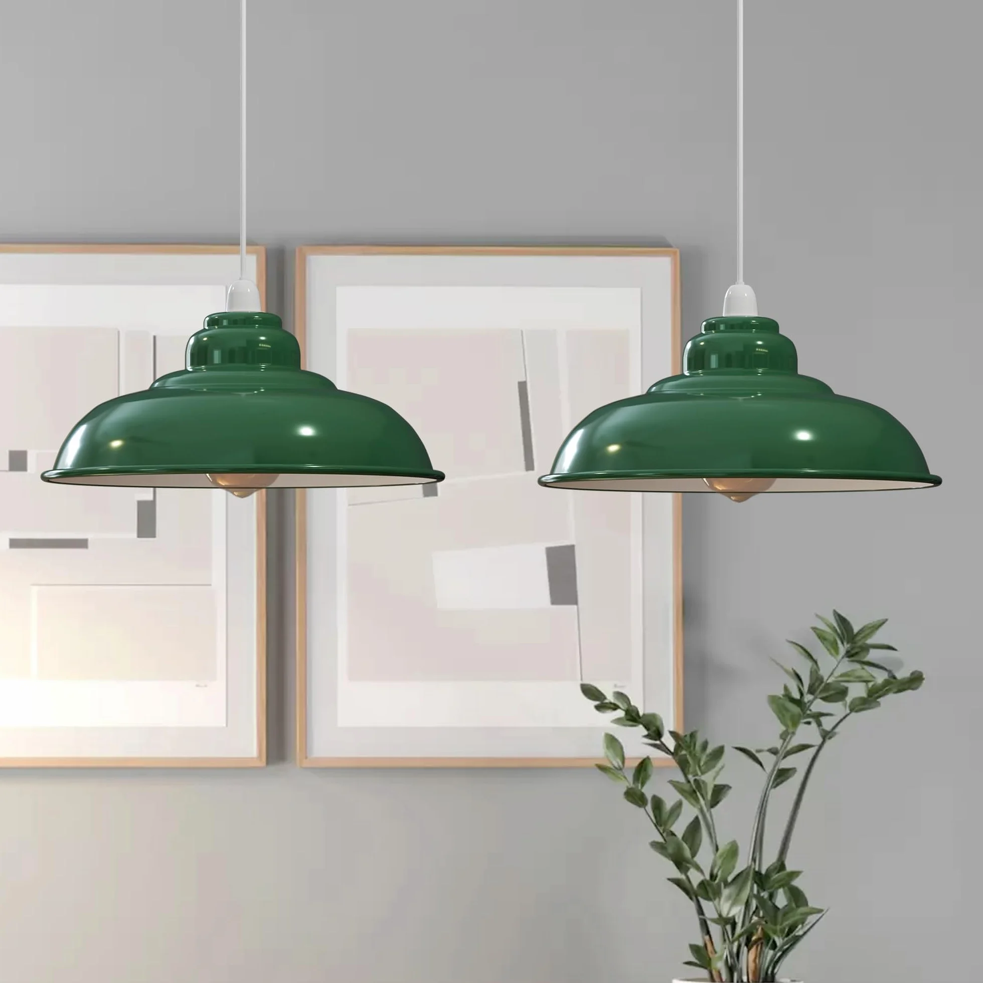 LEDSone Przemysłowa wisząca lampa sufitowa, klosz lampy w stylu retro, wisząca lampa sufitowa w stylu vintage, metalowy loft, rustykalny klosz wiszący (zielony, 1 opakowanie)