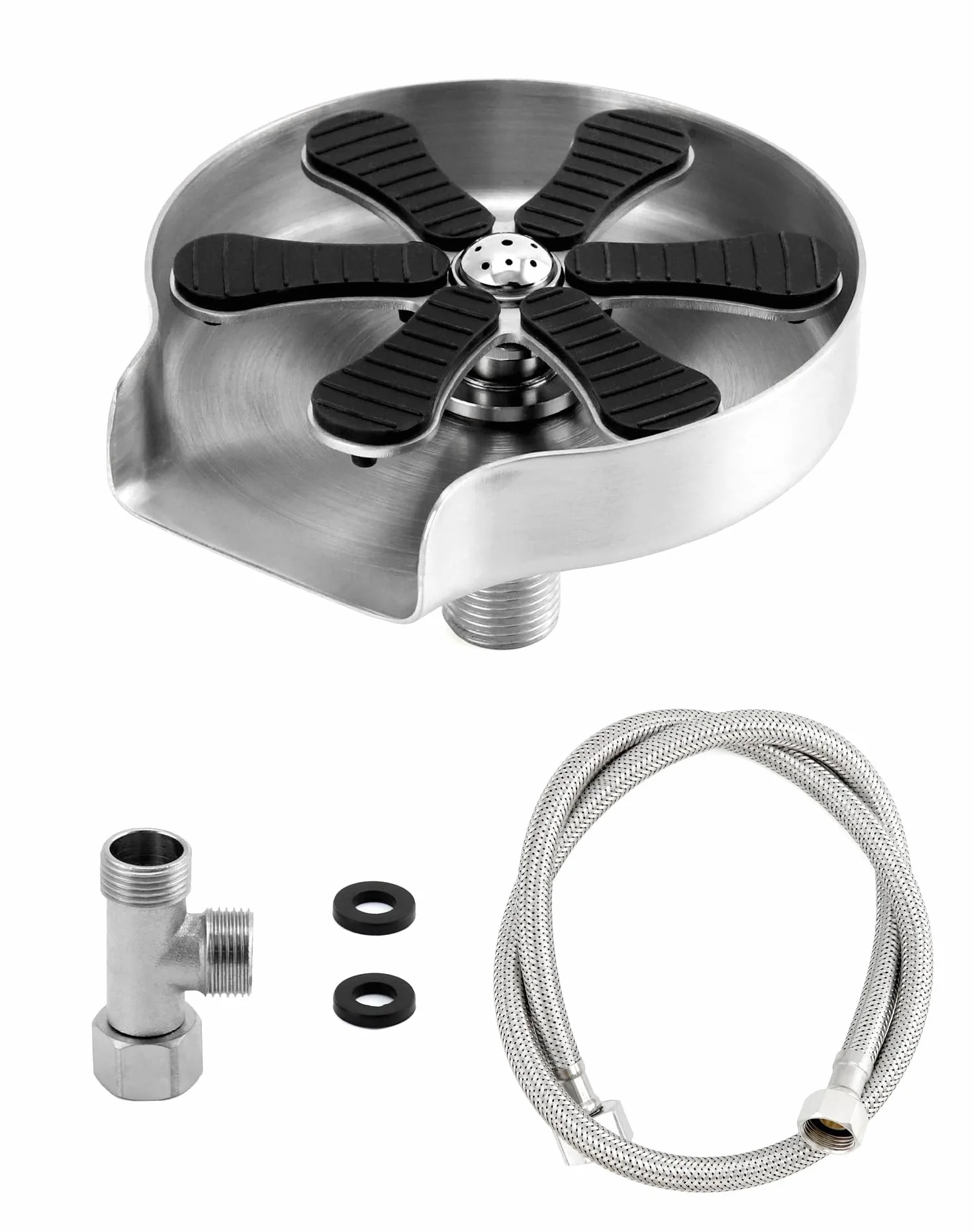 QWORK® 304 myjka do szkła ze stali nierdzewnej, automatyczna myjka do szkła, zmywarka do kubków, płukanka do szkła, do zlewu kuchennego, baru