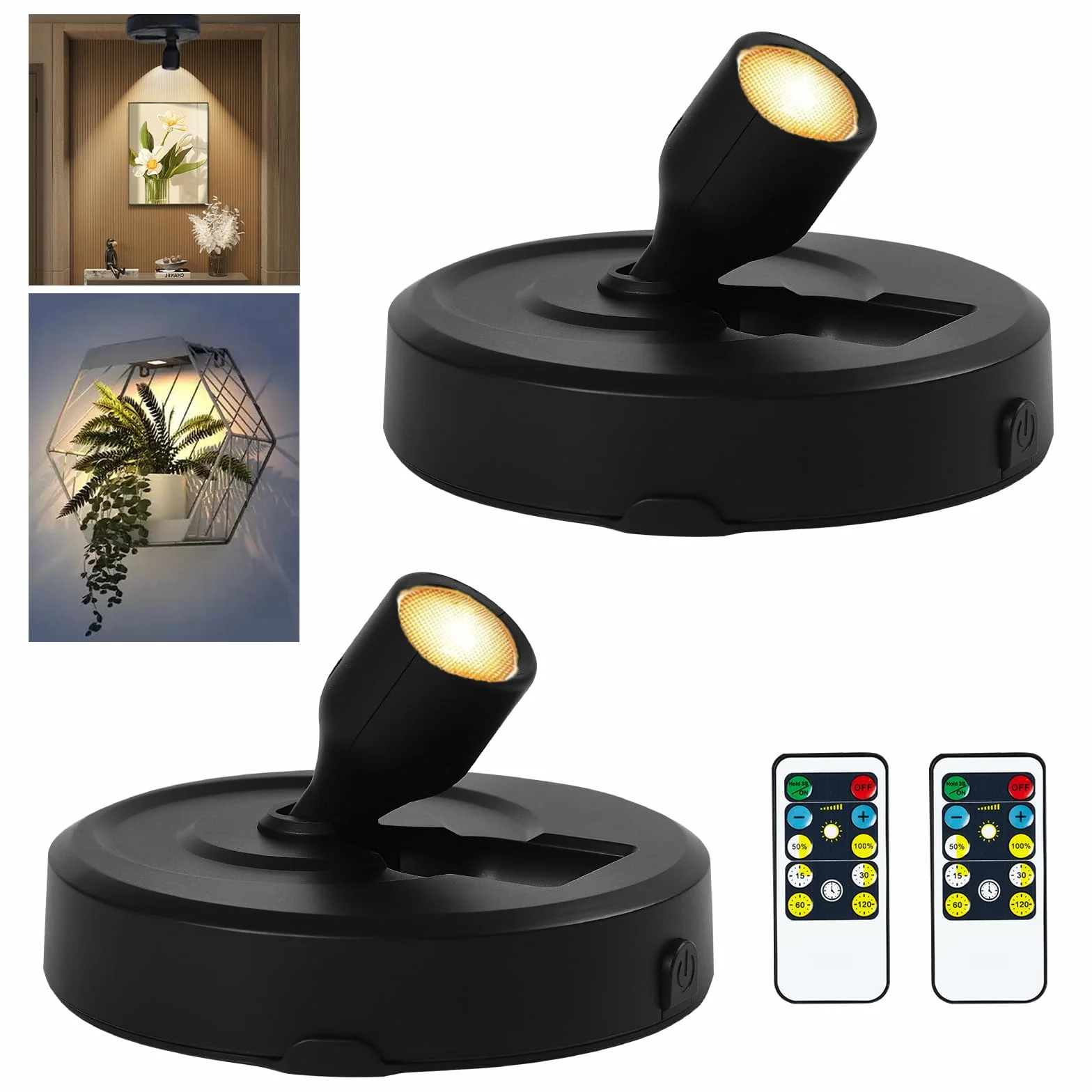 2Pack Zasilany Baterią LED Reflektor światło Obrazu, Wewnętrzne Oświetlenie z Zdalnym Sterowaniem, światła Ramki Obrazu, światła wyświetlacza Sztuki dla Dartboard Portrety Obrazy sztuki