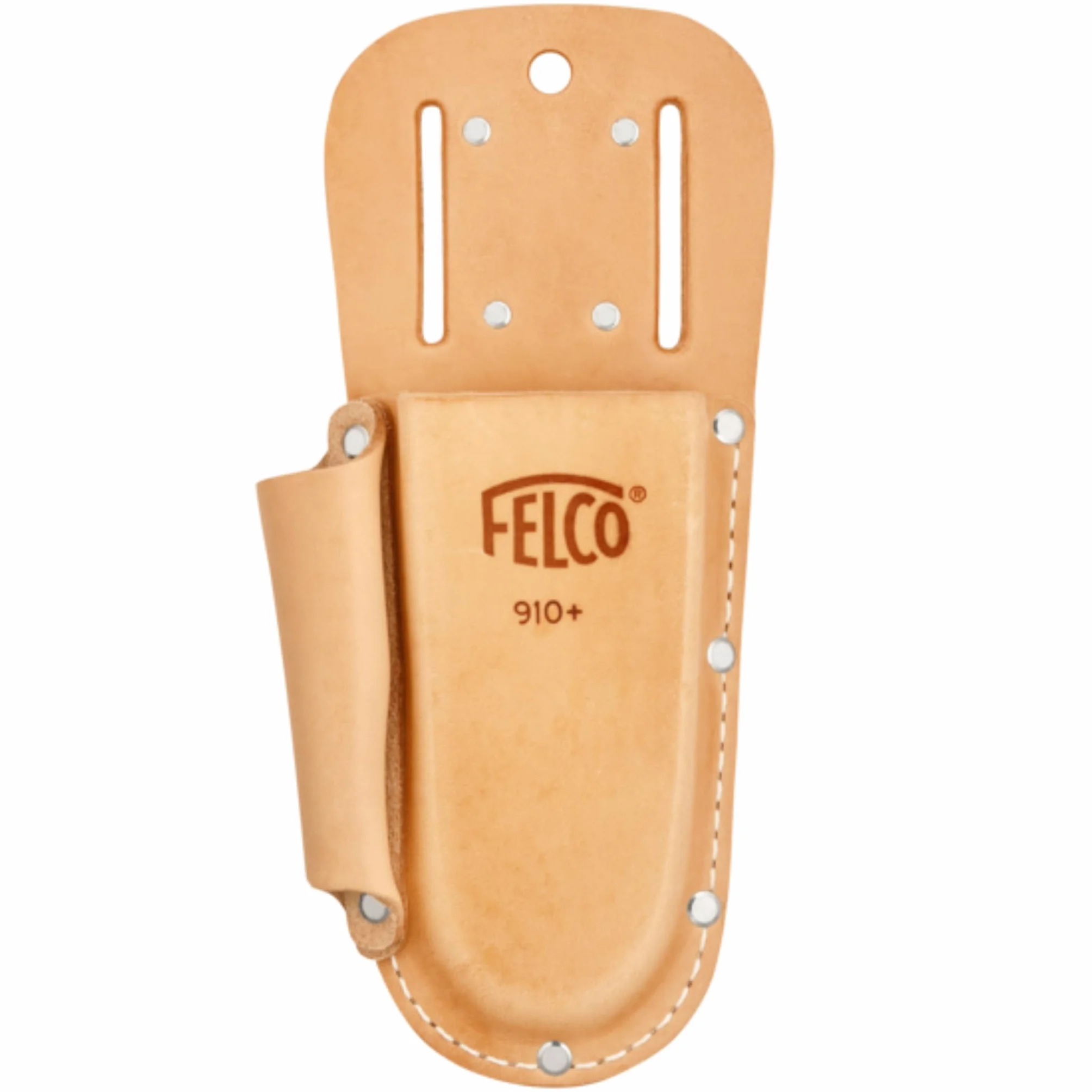 FELCO 910+ skórzana kabura na sekator i osełkę, mocowanie klips lub szlufka, trwały dodatek 120 g, model uniwersalny kompatybilny z FELCO