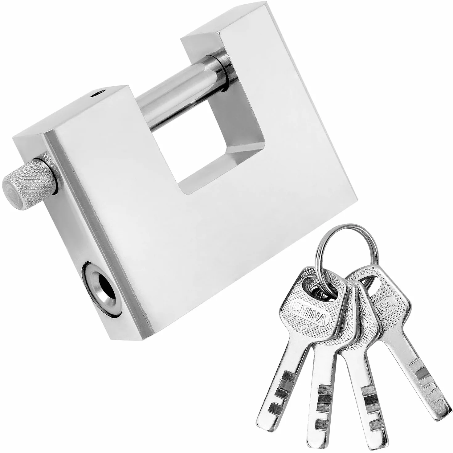 QWORK® Kłódka do dużych obciążeń, 70 mm, z 3 kluczami, wodoodporna, do szopy, łańcucha, bramy, garażu, pojemnika