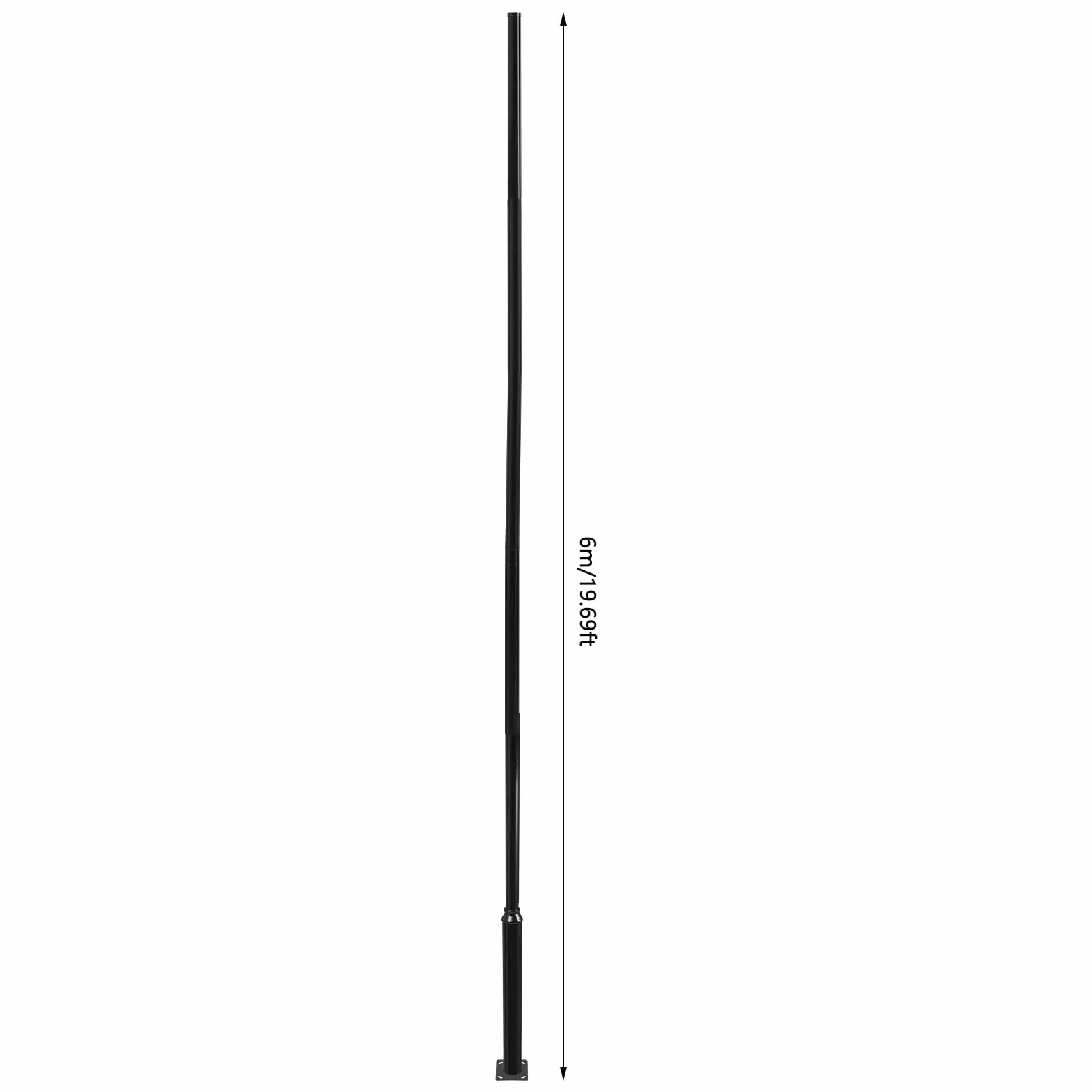 Lampa masztowa, 6 m, maszt na latarnię uliczną, nośność 100 kg, dzielony maszt na latarnię uliczną, nadaje się do użytku na ulicy, do ogrodu, na podwórko, czarna