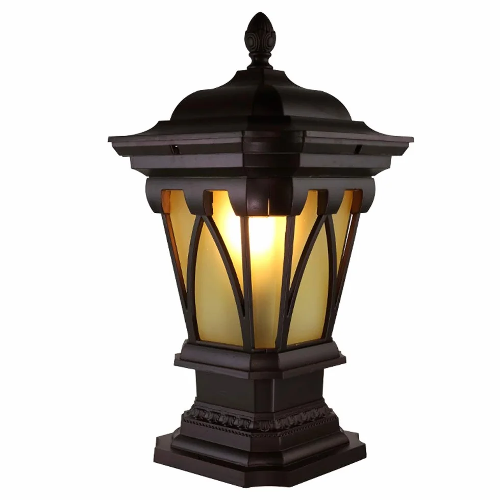 Vintage Victoria Style E27 Brama Szklana Kolumna Lampa Antyczna Zewnątrz IP54 Wodoodporna Odlewane Aluminiowe Oświetlenie Krajobrazu Oświetlenie Słupkowe Ogrodowe Drzwi Willi Dekoracyjne Świ