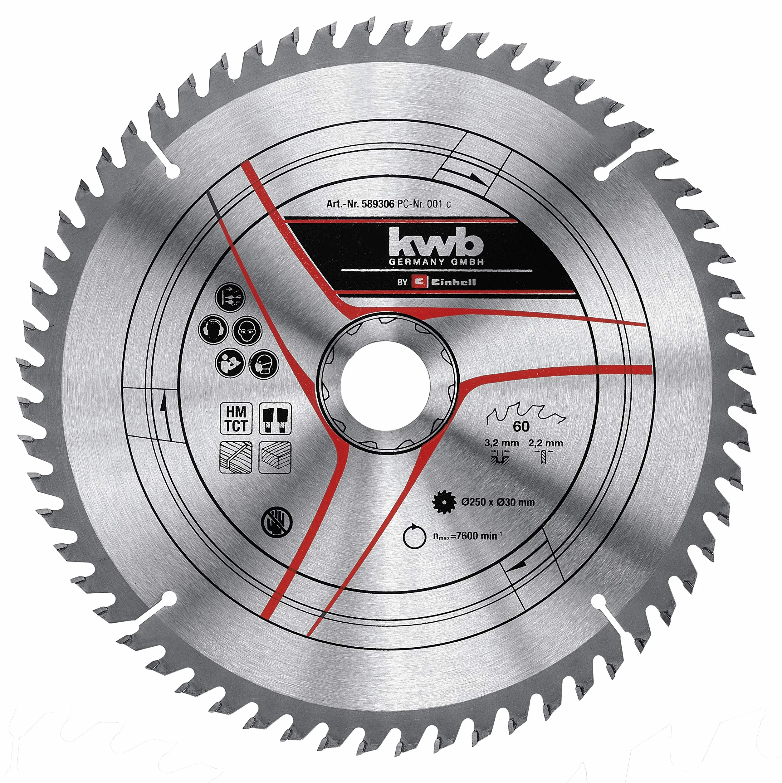kwb by Einhell 3-częściowy zestaw brzeszczotów do piły tarczowej 250 x 30 mm Stat. akcesoria do piły (3 x brzeszczoty HM, Ø 250 x 30 mm, 1 x 24 Z, 1 x 42 Z, 1 x 60 Z, pasuje do stołowych pił
