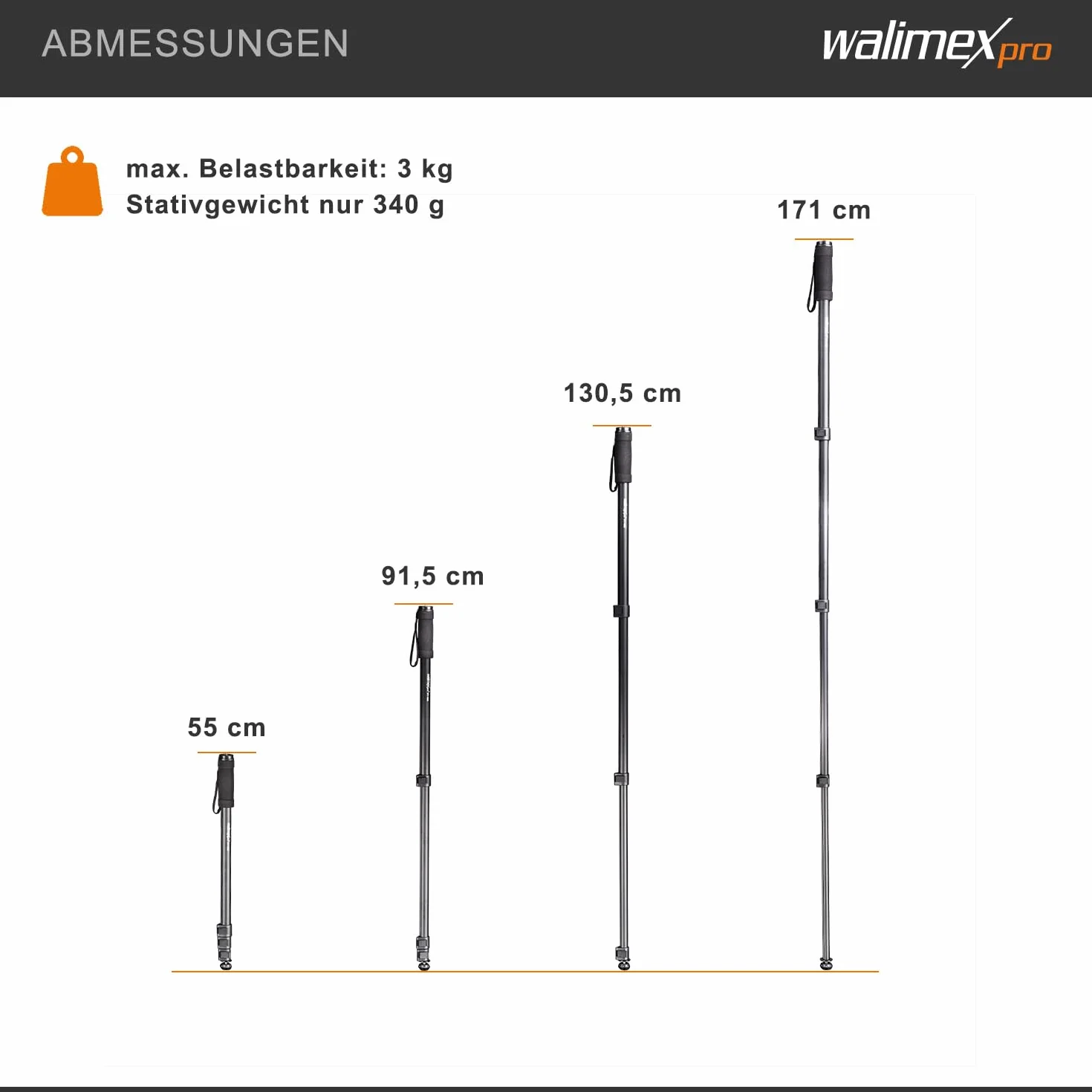 Walimex Pro Statyw Monopod 171 cm Szary Czarny