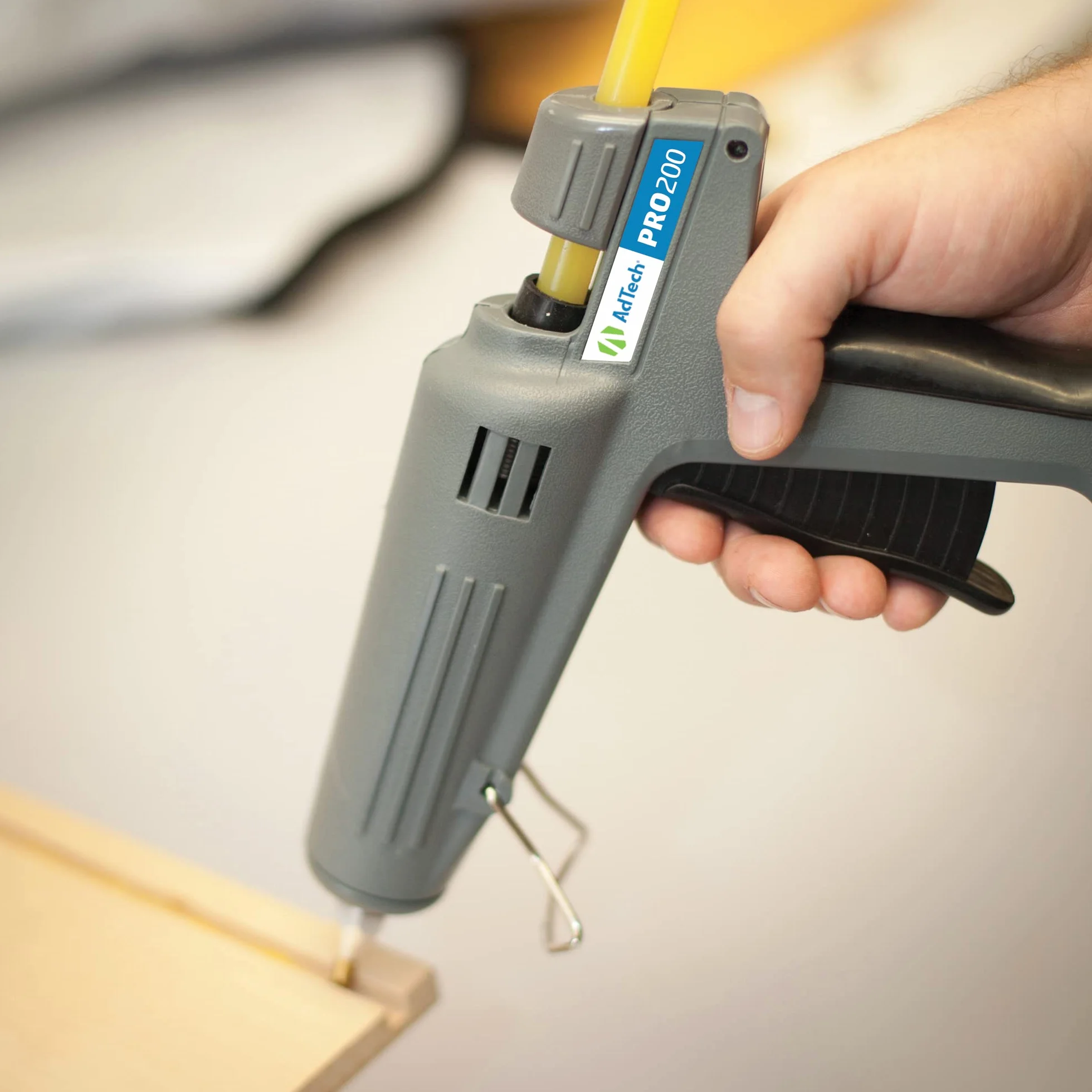 AdTech Pistolet do klejenia na gorąco o dużej mocy przemysłowej – profesjonalny pistolet do klejenia na gorąco do stolarstwa, napraw i przebudowy, szary, 200 W - 189