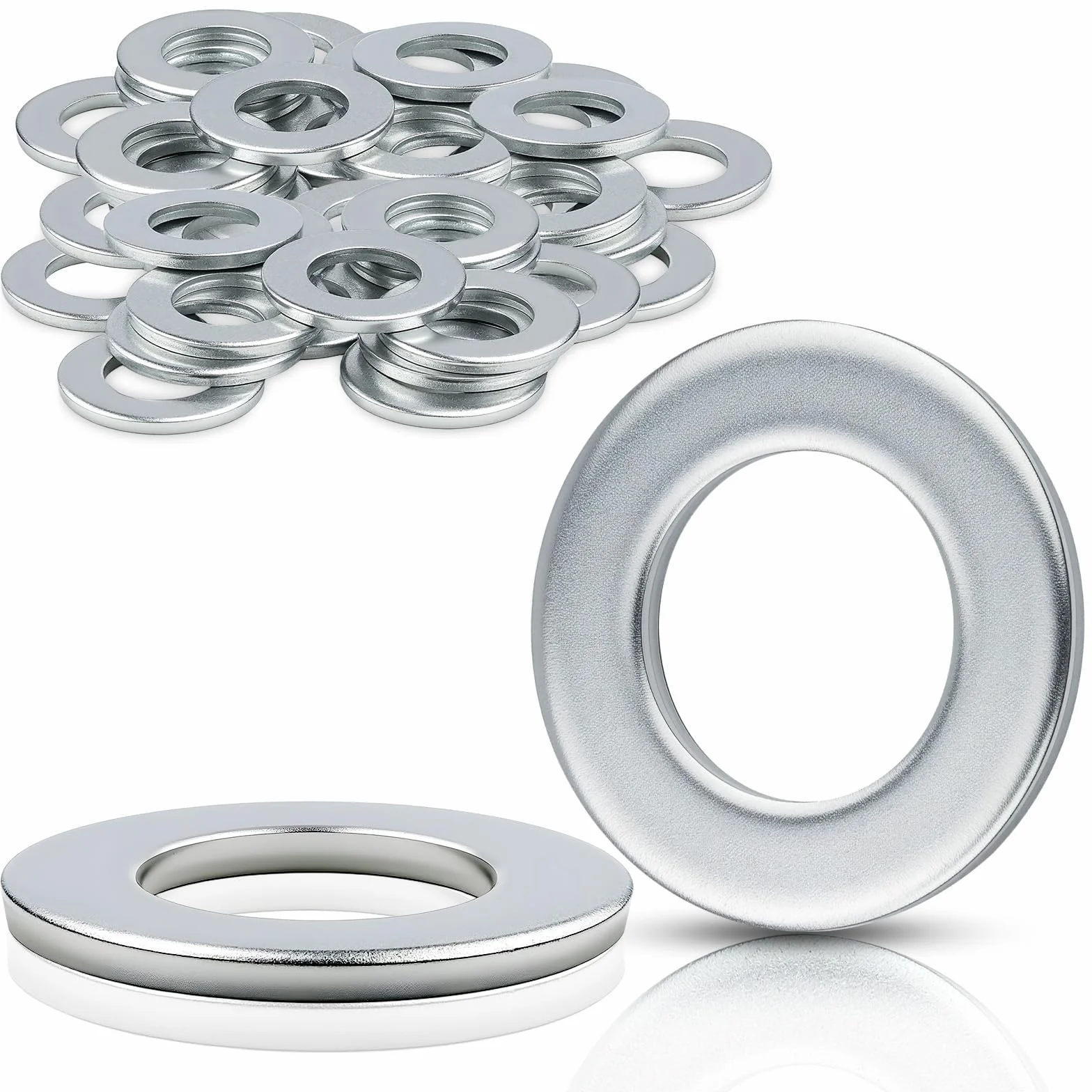 Mbsomnus Zestaw 30 podkładek M12, podkładki DIN125, podkładki do karoserii, ID 13 mm AD 24 mm, podkładki wkładane, asortyment srebrnych podkładek dopasowujących do nakrętek, śrub, pręt gwintowany