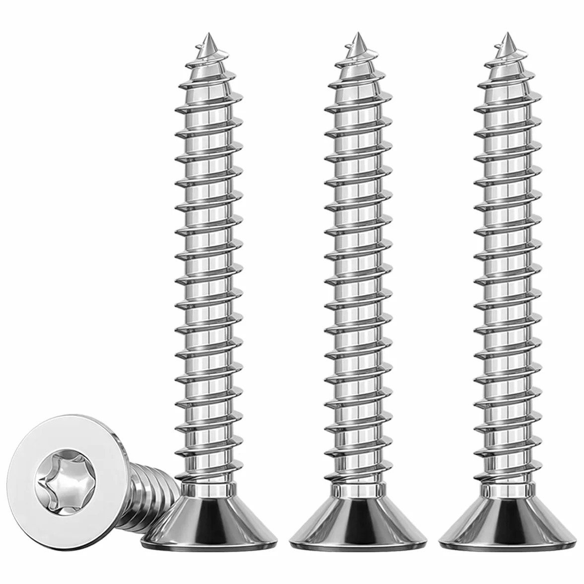 Drenky 100 szt. wkrętów do drewna torx 5x30 mm Stal nierdzewna A2 Wkręty do płyt wiórowych z pełnym gwintem i łbem stożkowym Wkręty samogwintujące Wkręty uniwersalne