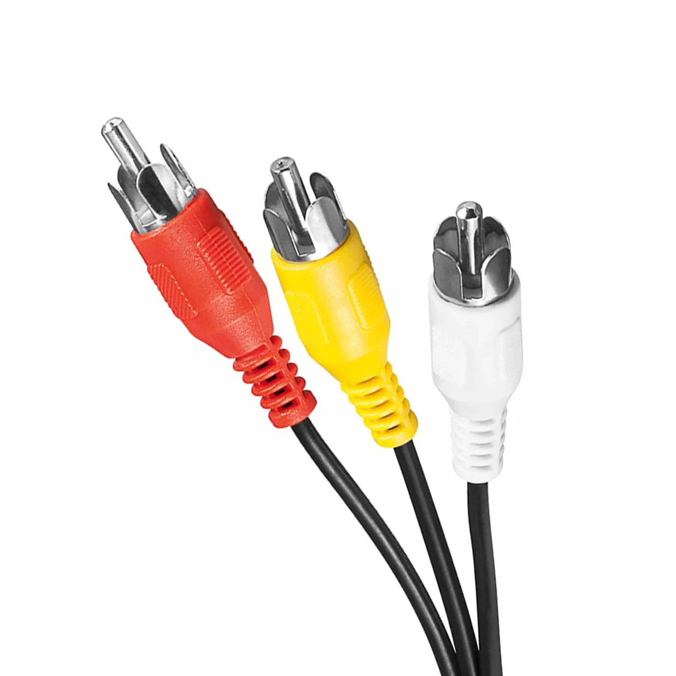 Composite kabel audio wideo | 2 m | 3 x wtyczka cinch na 3 x wtyk cinch | potrójna wtyczka przyłączeniowa czerwona biała żółta | stereo kabel połączeniowy kolorowy cinch RCA, czarny, 2 m