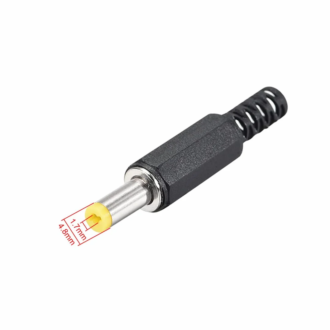 sourcing map 4 sztuki wtyczek DC 4,8 mm x 1,7 mm adapter gniazda sieciowego czarny
