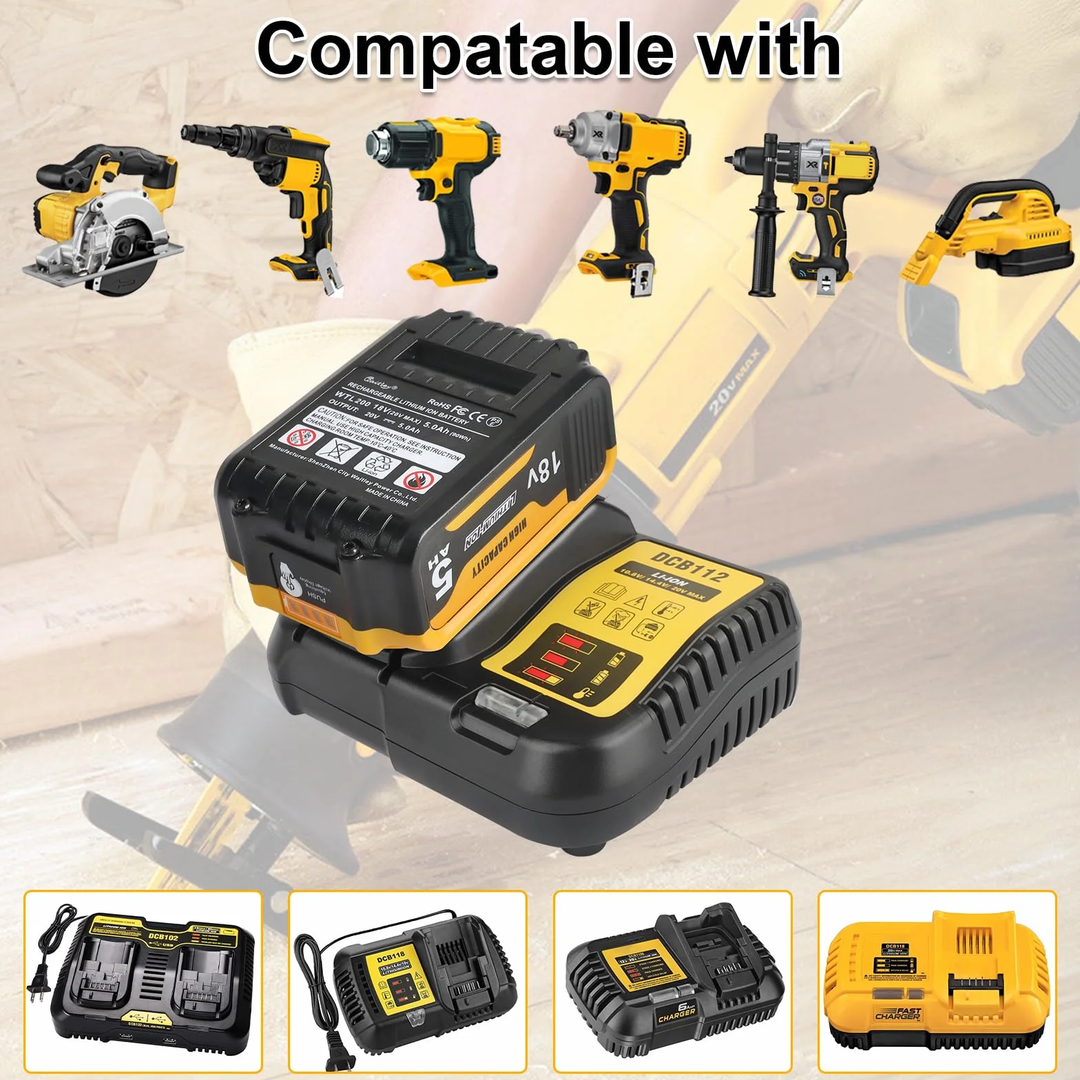 2 x Waitley akumulator zamienny do akumulatora Dewalt 18 V DCB184 DCB200 DCB182 DCB180 DCB181 DCB182 DCB201 18 V XR elektronarzędzia bateria z wyświetlaczem LED