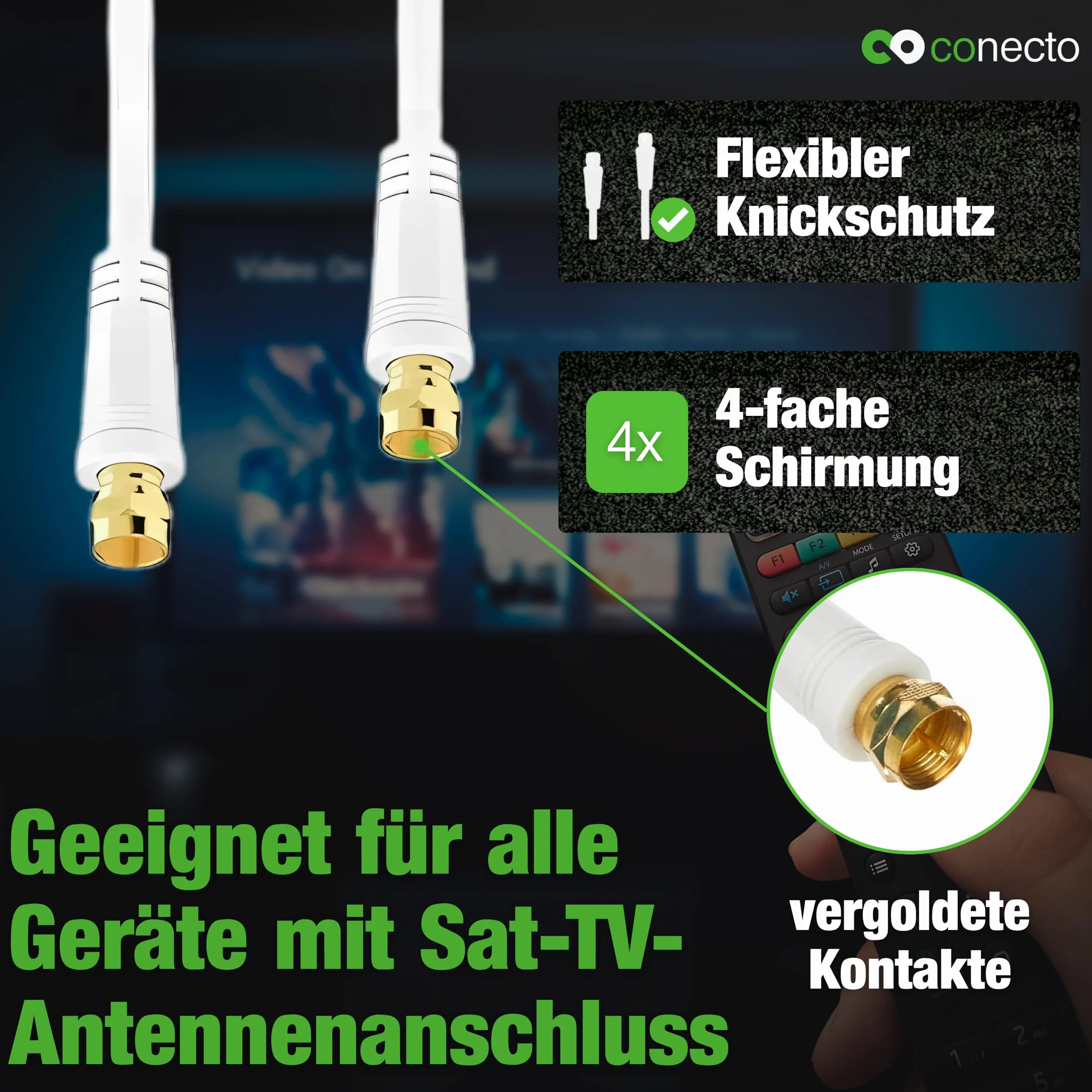 Conecto Kabel antenowy SAT koncentryczny biały 1,00 m