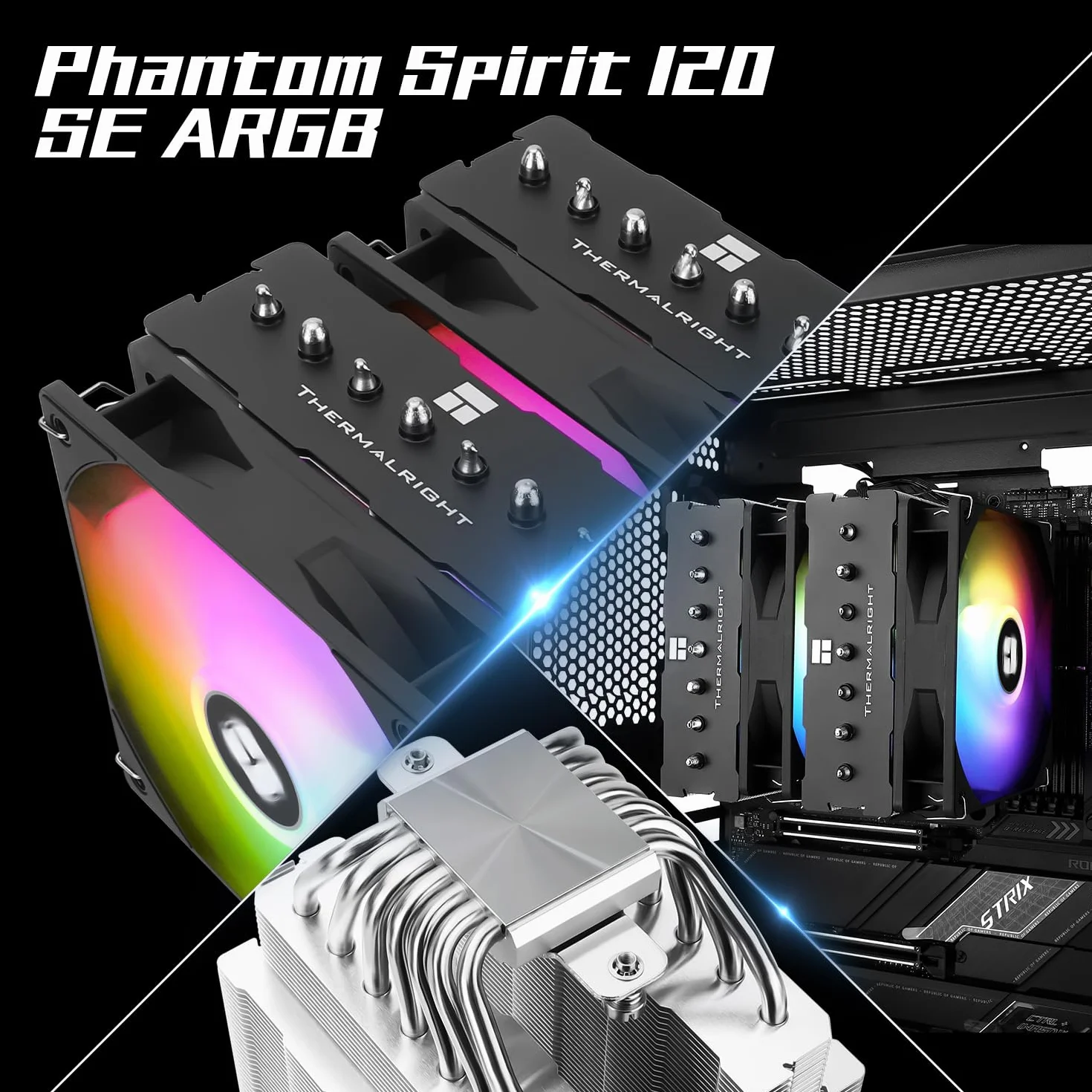 Thermalright PS120SE ARGB chłodzenie procesora, 7 ciepłowodów, wentylator Dual 120 mm TL-C12B-S V2 PWM, AGHP 4.0, łożysko S-FDB, AMD AM4 AM5/Intel 1700/1150/1151/1200