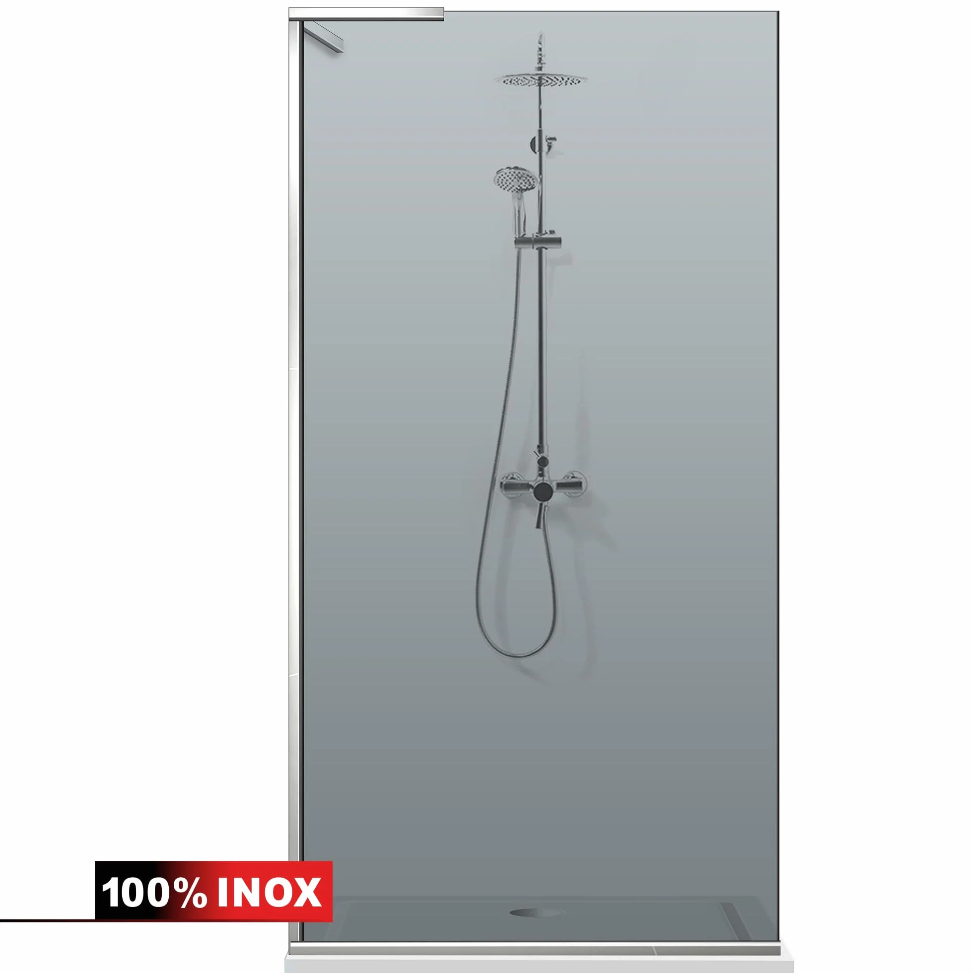 Aqua Roy Minimal INOX, model, rozmiar 80 cm od 50/60/70/80/90/100, kabina prysznicowa, 8 mm, szare szkło z nano-powlekanym piaskowanym wzorem (80 x 195 cm, lewa)