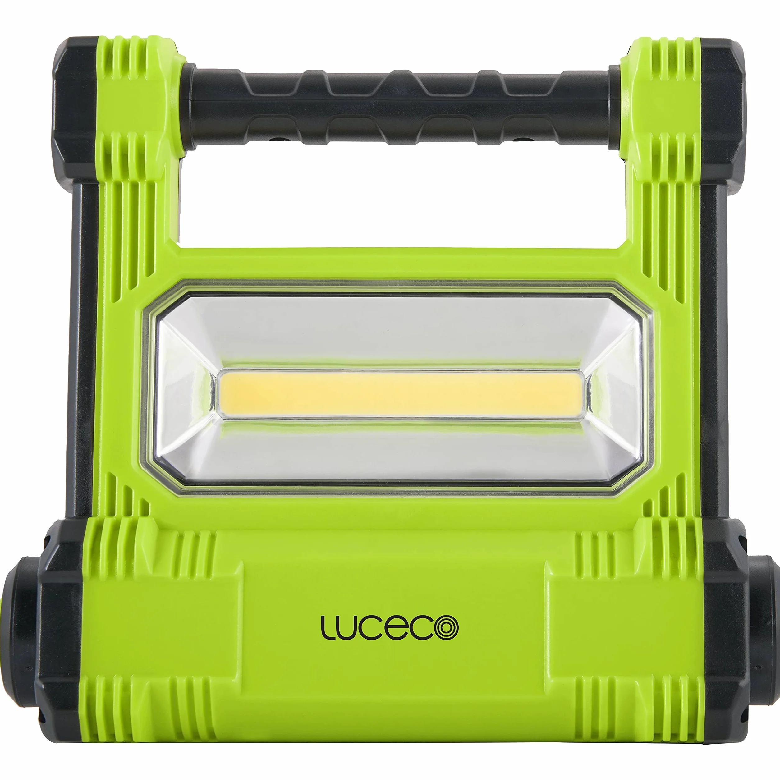 LUCECO Reflektor budowlany z możliwością ponownego ładowania, 20 W, przenośna lampa robocza 1800 lumenów, reflektor IP54, wodoodporny, lampa z akumulatorem 4400 mAh, czarno-zielona, LWR18BG-EU