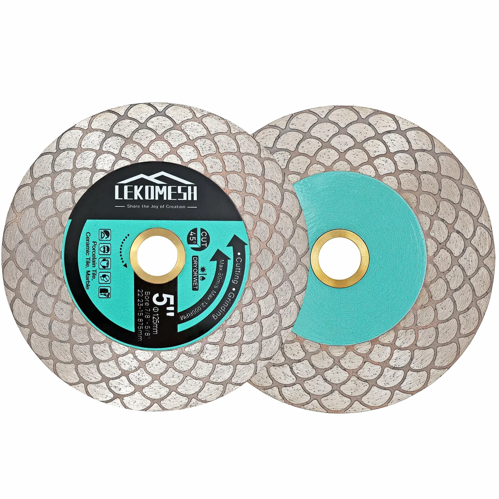 Diamentowa tarcza do płytek 125 x 22,23 mm, diamentowa tarcza do cięcia – 2 sztuki dwustronnych do cięcia porcelany, ceramiki, płytek, marmuru, granitu, kamienia sztucznego