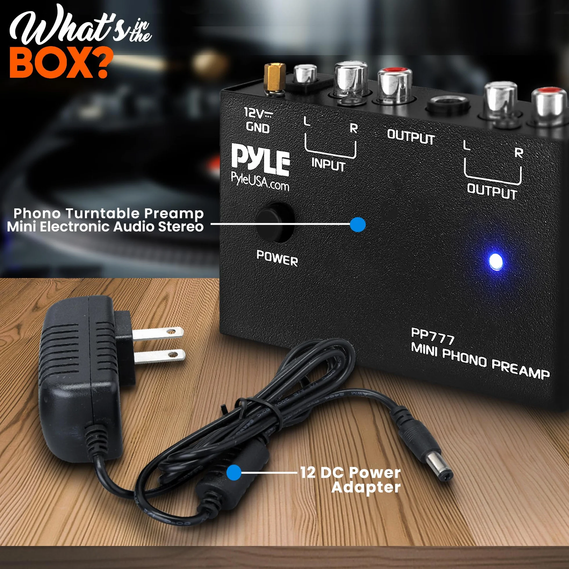 Pyle PP777 gramofon przedwzmacniacz mini stereo RCA DC 12V