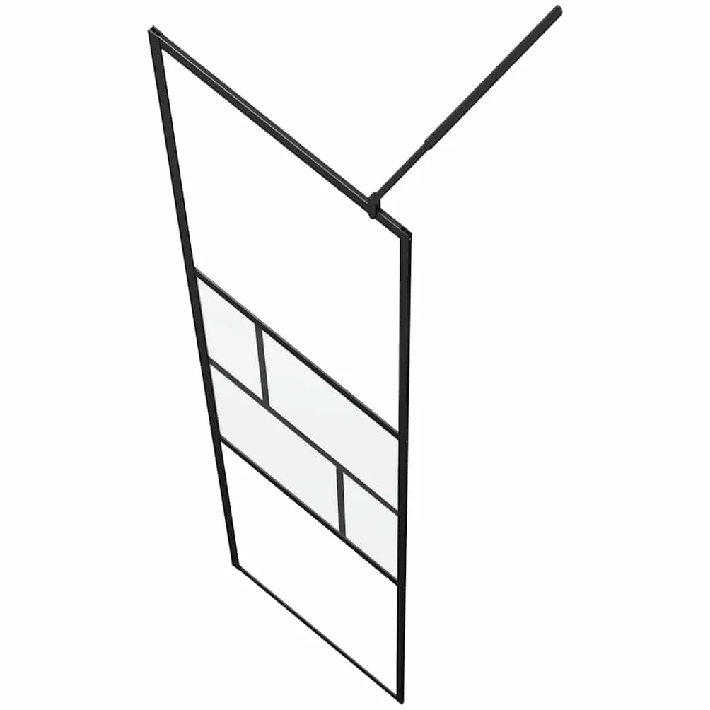 Ścianka prysznicowa Walk-in czarna ze szkła bezpiecznego ESG i aluminium, 80 x 195 x 0,5 cm, bez ramy, bez barier, zajmuje mało miejsca do łazienki z ochroną przed pryskaniem i nowoczesną