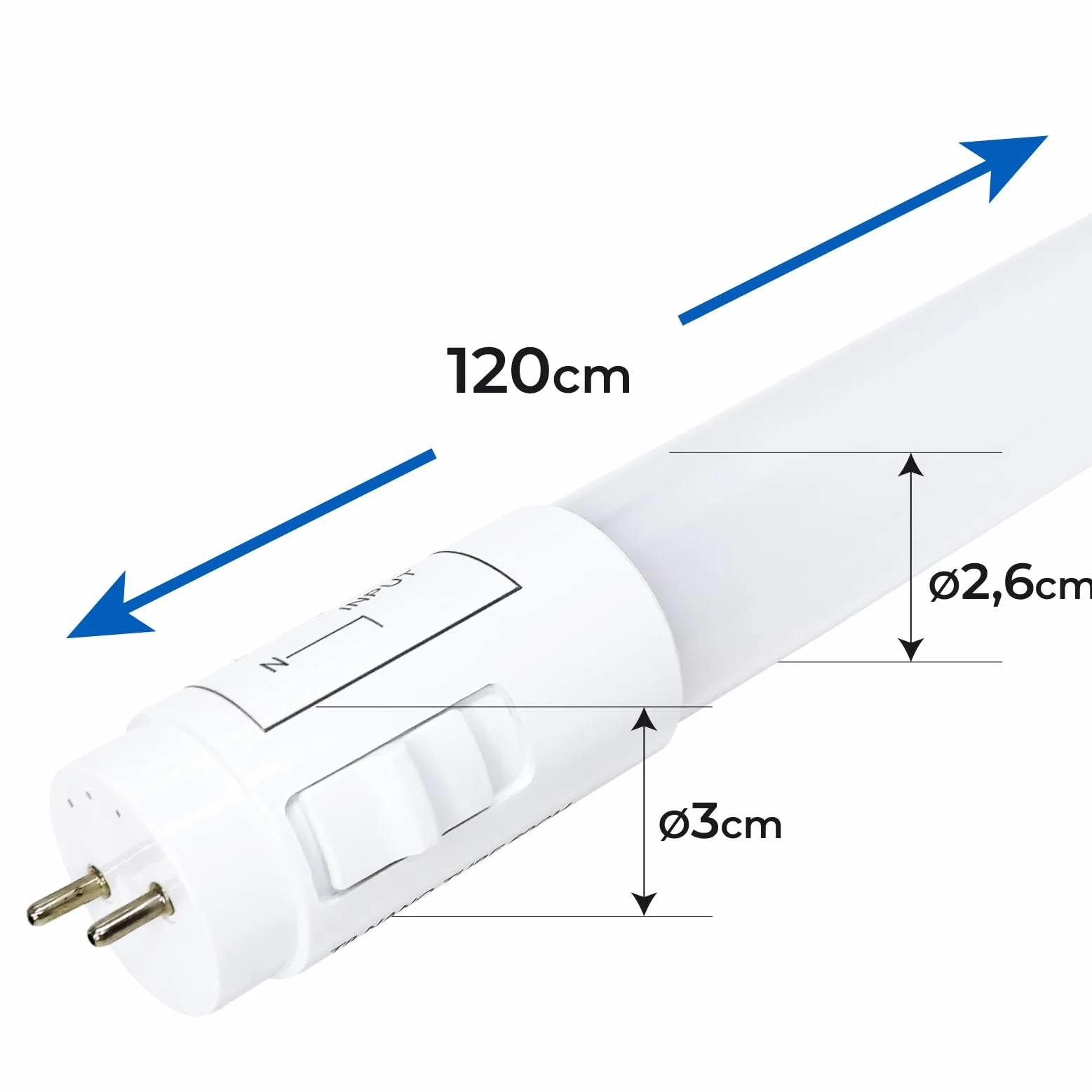 LED ATOMANT Opakowanie z 4 lampkami LED 120 cm 18 W, CCT (przełącznik wyboru koloru ciepła biel, neutralna biel lub zimna biel), 2200 lumenów, rozrusznik w zestawie, norma T8
