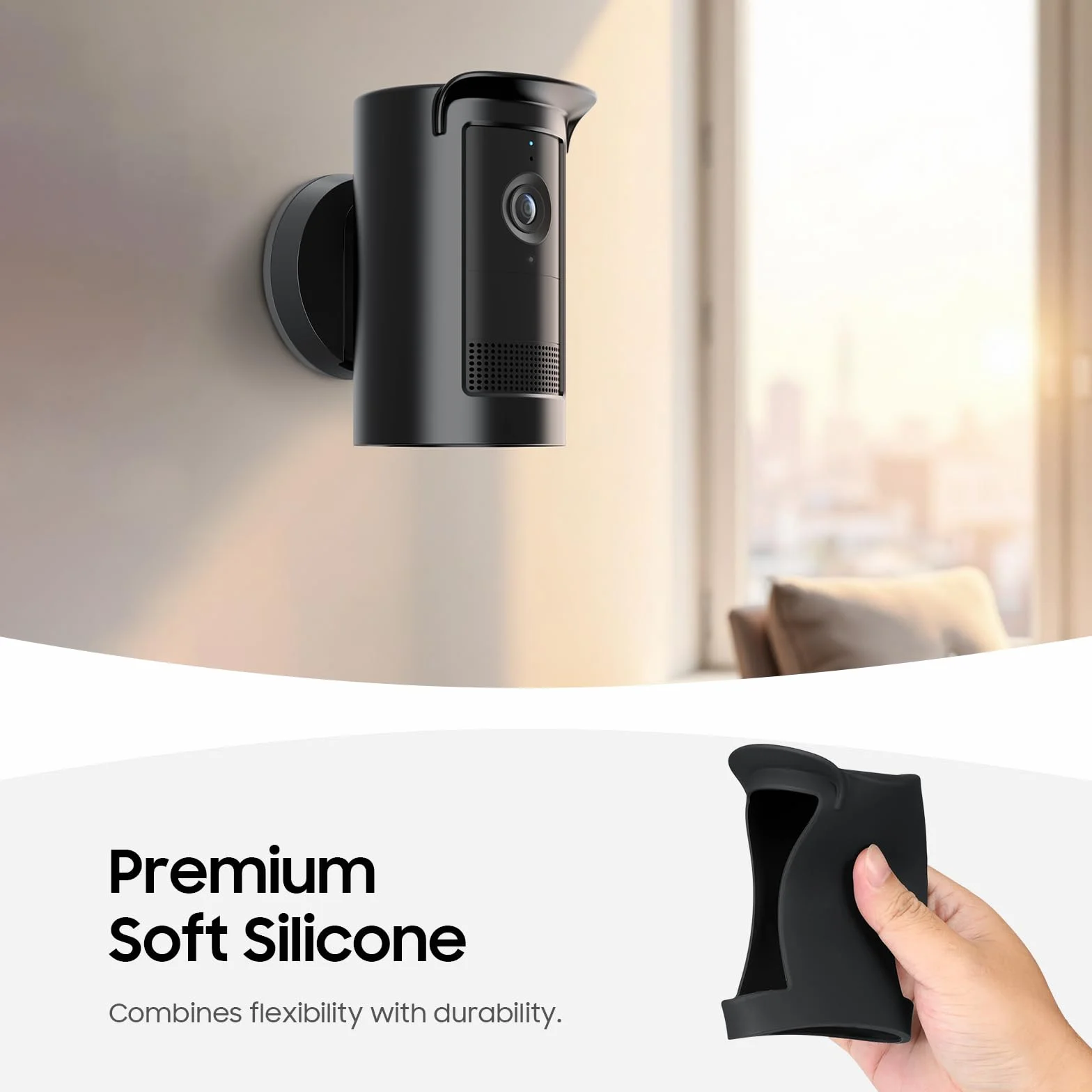 Fintie Silikonowe Etui Ochronne do Ring Outdoor Cam Plus, Czarne, Odporne na Warunki Atmosferyczne