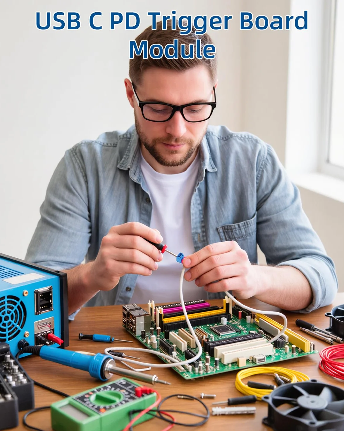 GELRHONR USB C PD Trigger Module, PD/QC Decoy Board Snelopladen, Type-C naar 5V/9V/12V/15V/20V met Aanpasbare Spanning, voor Elektronische Tests, DIY (Verpakking van 4 stuks)