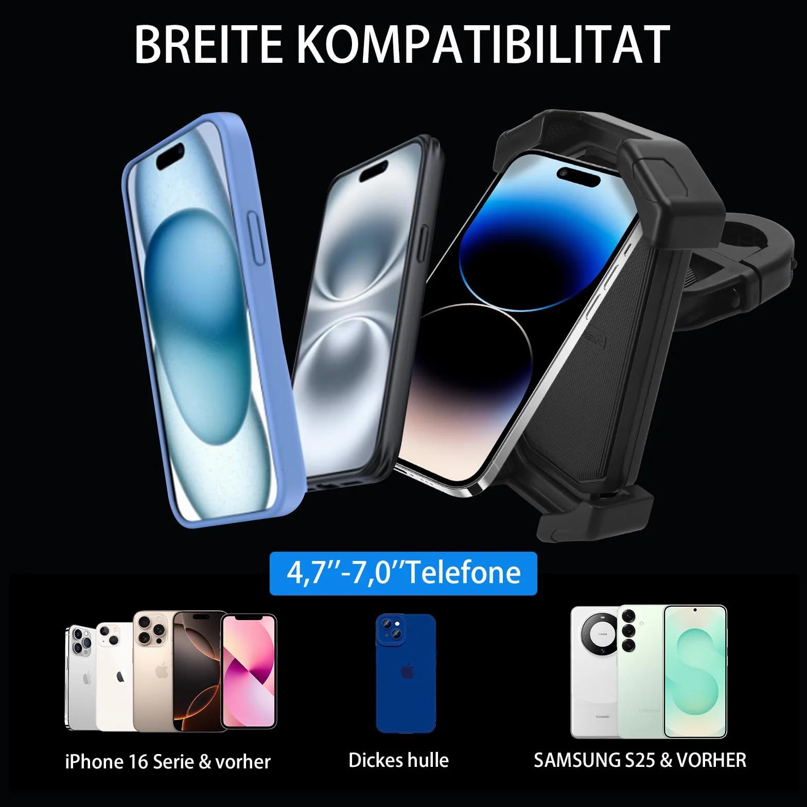 Uchwyt Na Telefon Rowerowy Motocyklowy Z Obrotową Głowicą, Łatwa Instalacja, Kompatybilny Z Większością Smartfonów O Przekątnej Od 4 Do 7 Cali, Stabilny I Wytrzymały, Idealny Nierównych