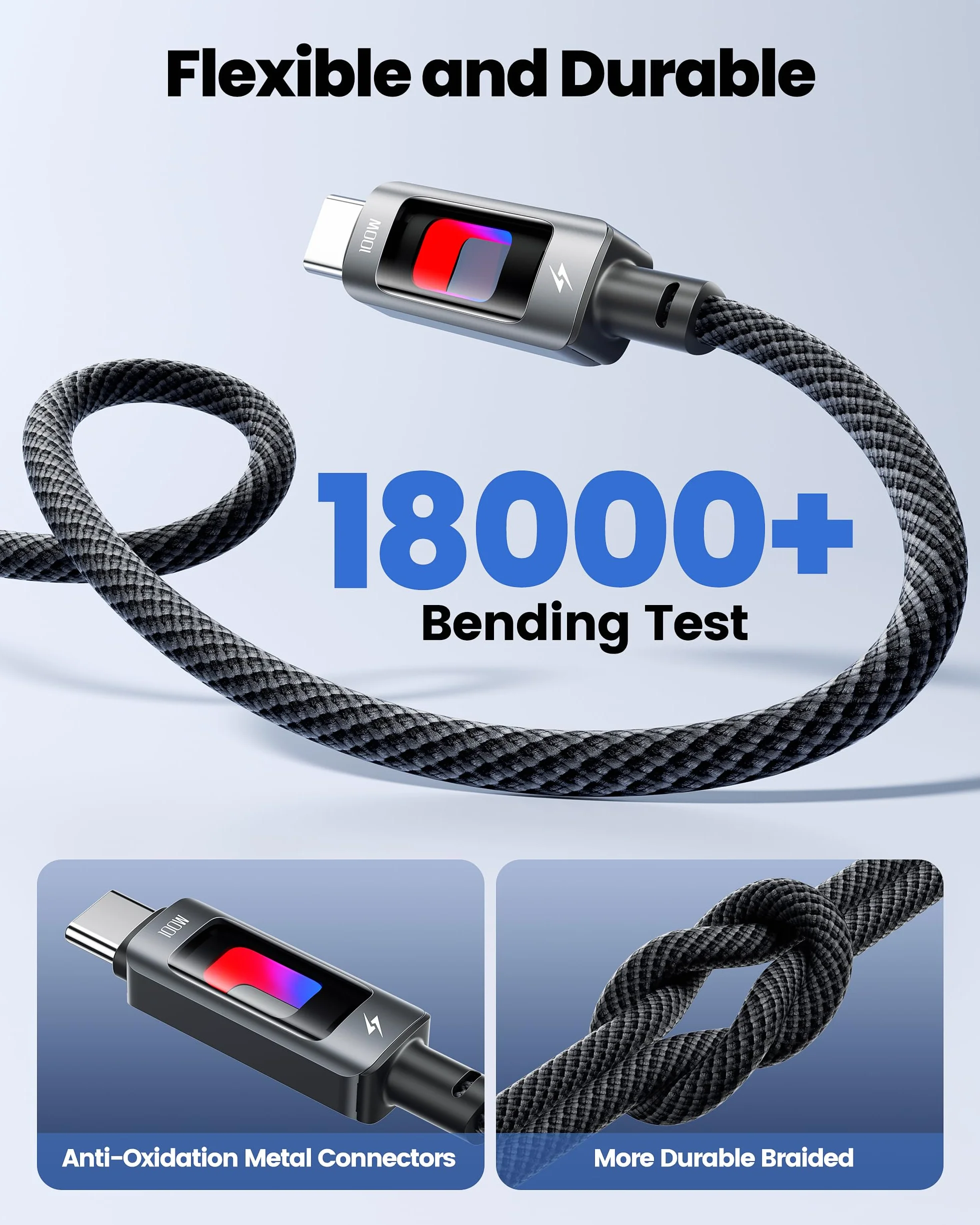 Toocki Kabel USB-C PD 100W 2M RGB 480Mbps