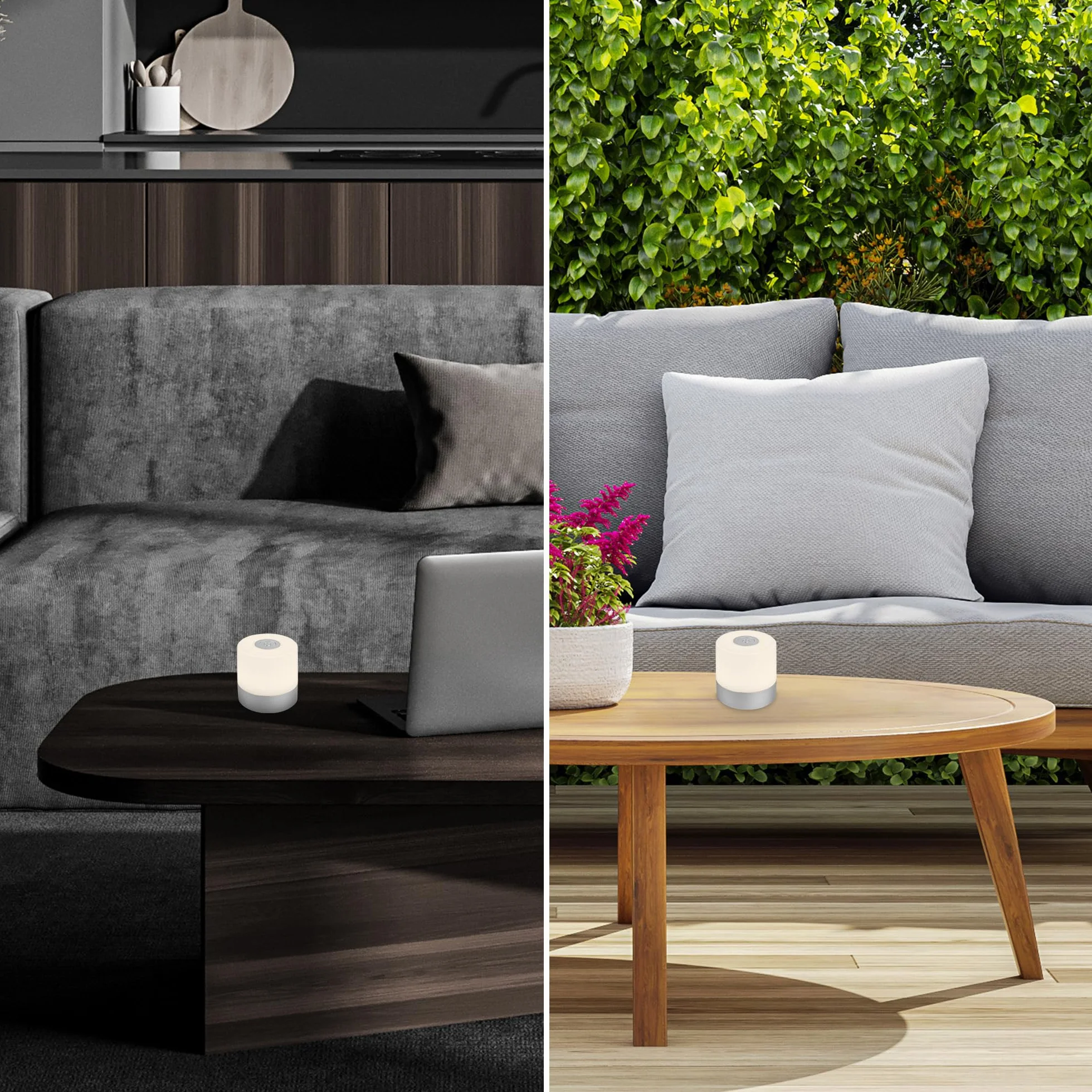 BRILONER – Mini lampka stołowa LED bezprzewodowa, Touch ściemniana, lampka nocna dla niemowląt, USB-C, do czytania i biurka, Ø70x70mm, srebrna, matowy chrom – elegancja i wygoda użytkowania