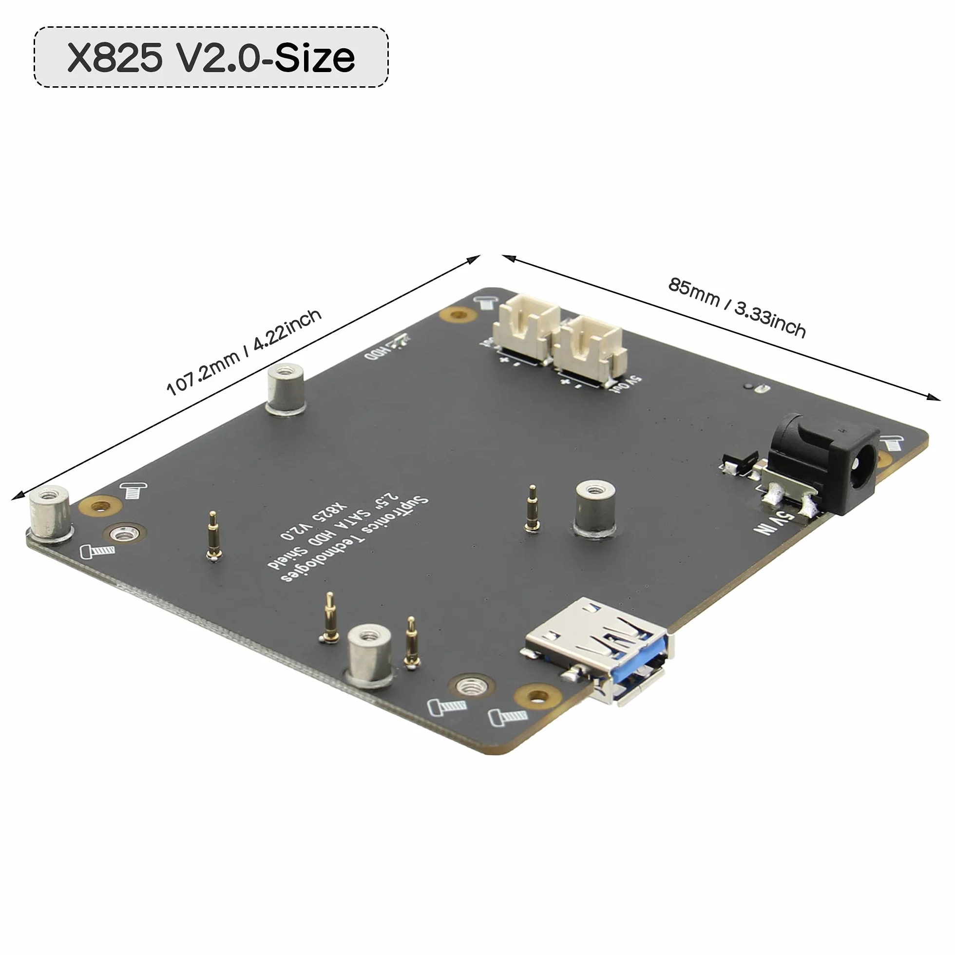 Geekworm Raspberry Pi 4 SATA X825 V2.0 płyta rozszerzeń pamięci masowej 6.3 cm HDD/SSD UASP kompatybilne z Pi 4 2 GB/4 GB/8 GB