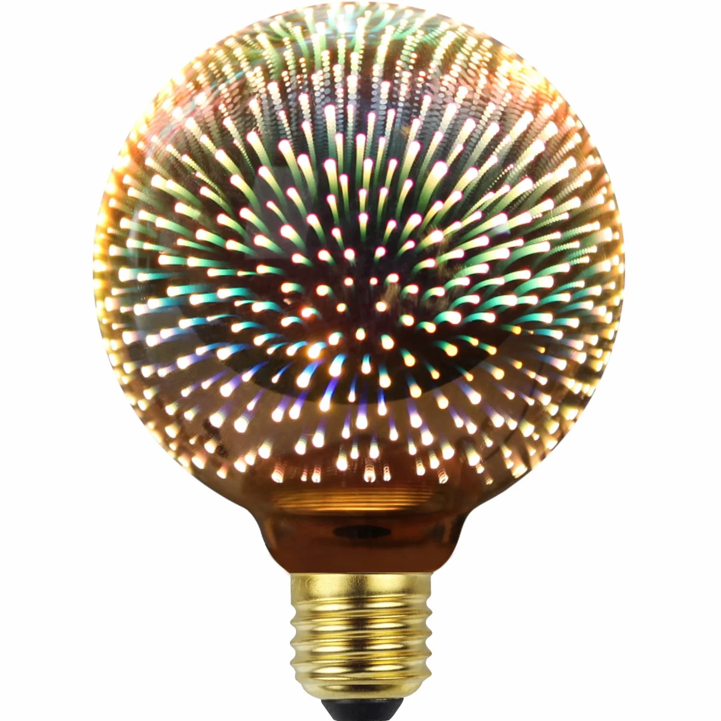 Klasyczna żarówka Edison 3D o wyglądzie fajerwerków, źródło światła LED, AC 85-240 V, E27, dekoracyjna żarówka (G95, srebrna)