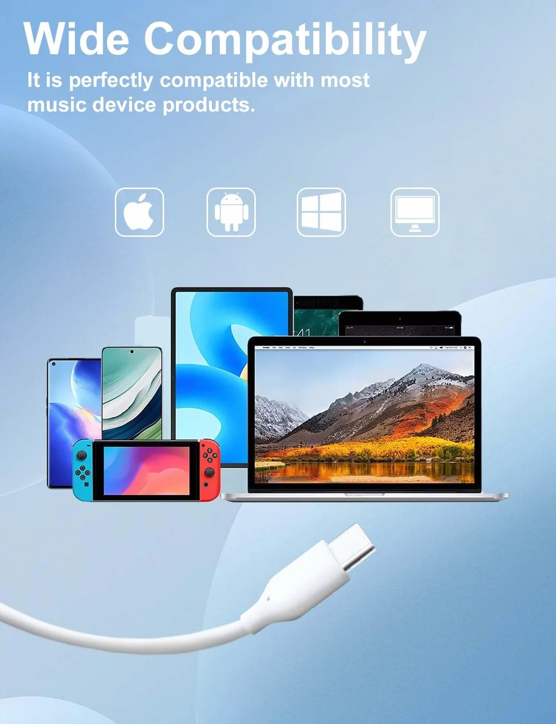 MAS CARNEY Słuchawki USB Type-C TH8 Douszne z Mikrofonem Kompatybilne z iPhone 15 16 iPad Pro Samsung Galaxy S25 S24 S23 A55 A53 Google Pixel Huawei Mi Oppo Czarny Biały