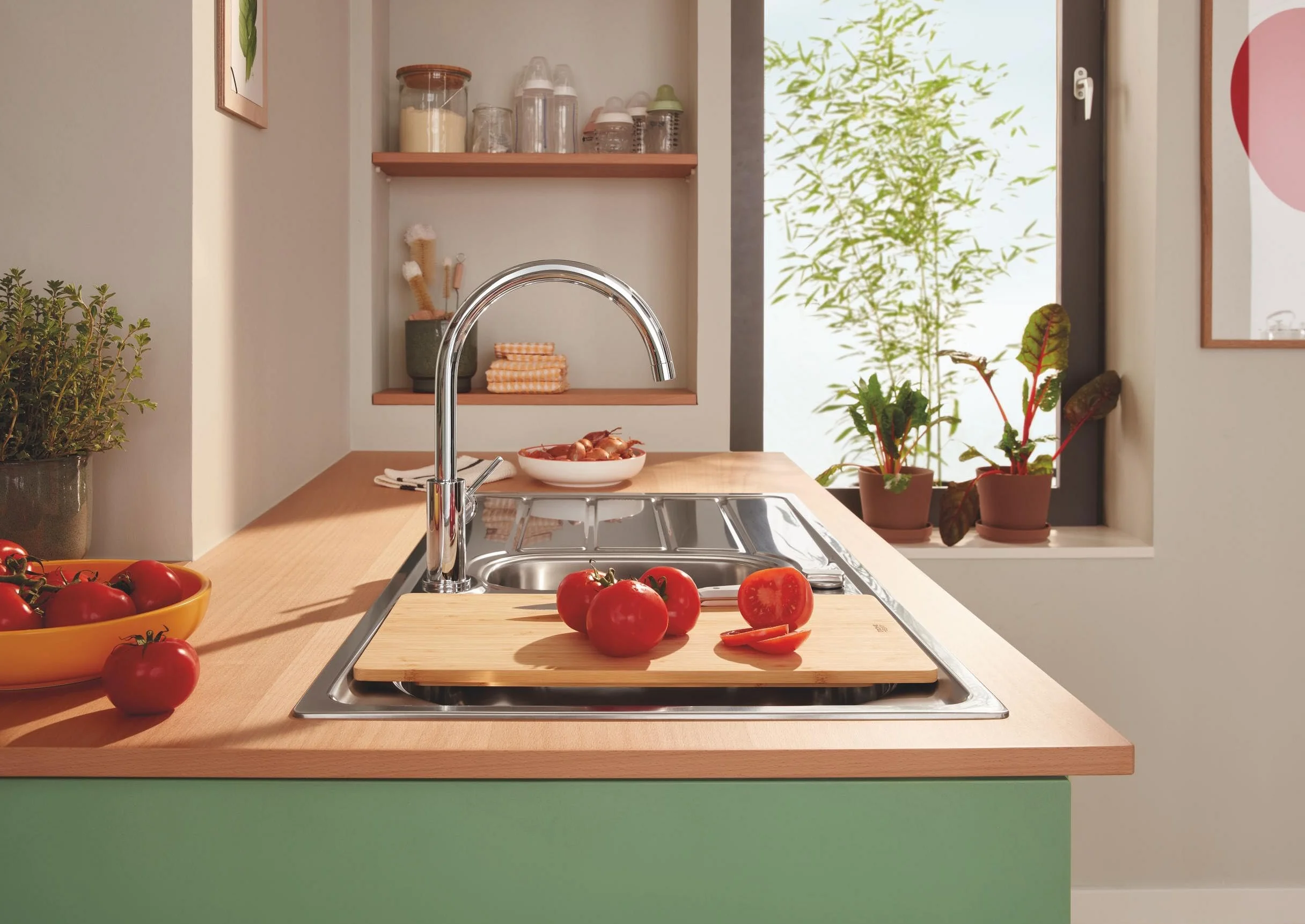 GROHE Drewniana deska do krojenia (bambus, 490 x 240 x 19 mm), bambus, rozmiar L, 40750HV0