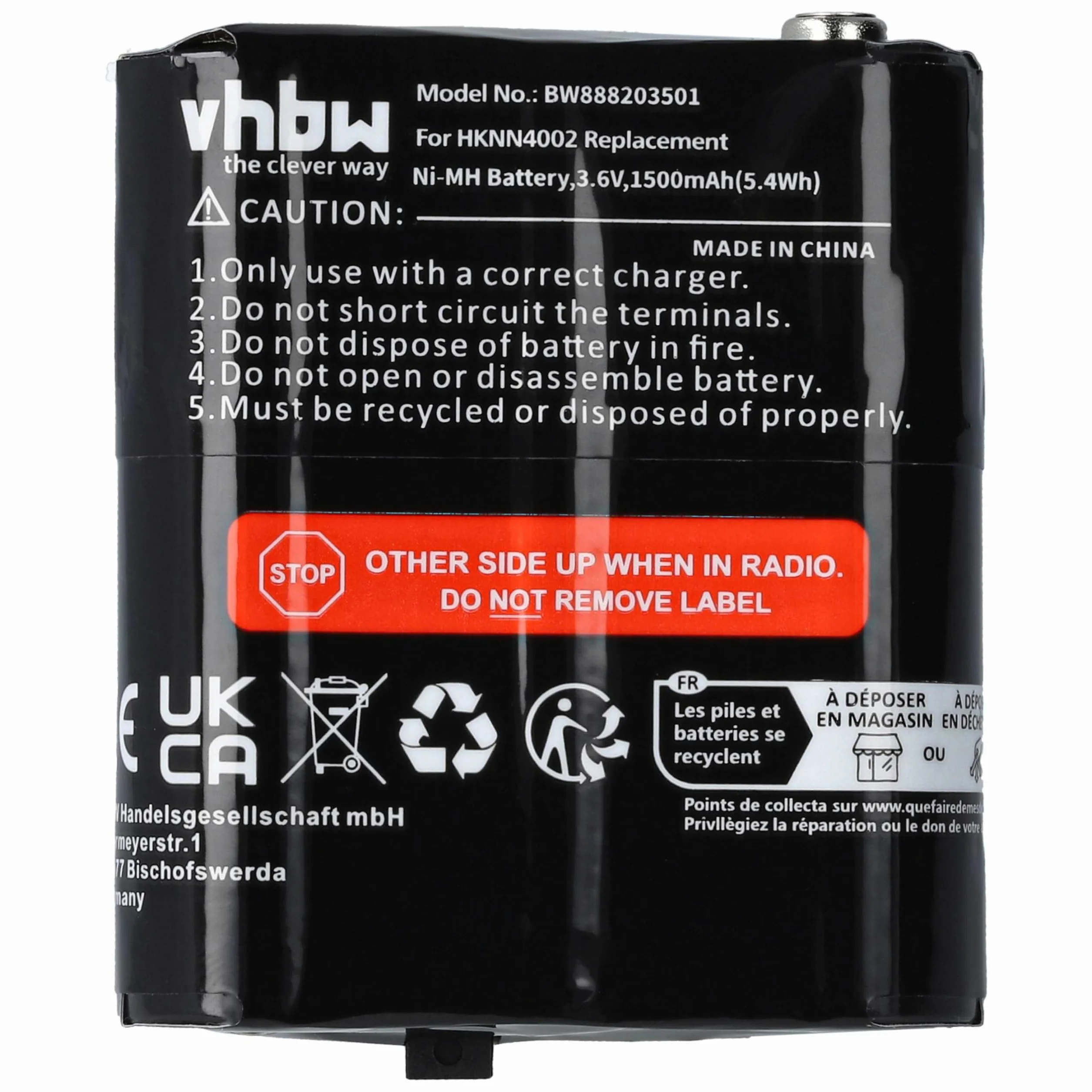 vhbw Zestaw 5 baterii zamiennik Motorola NNTN4385 PMNN4477 NNTN4384 PMNN4477A PMNN4477AR do radia 1500mAh 3,6V NiMH