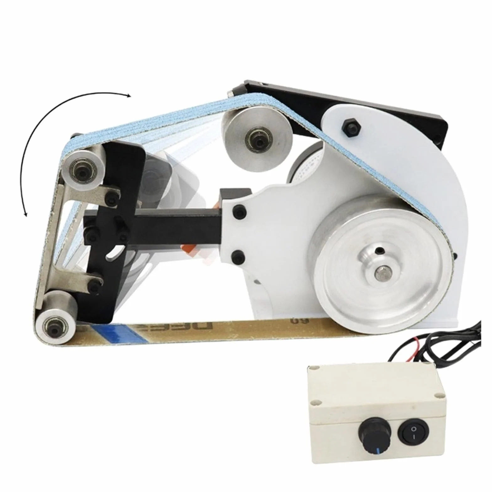 Polerka, szlifierka oscylacyjna, 700W Mini DIY szlifierka taśmowa szlifierka polerka 660x25mm pasy piaskowe pasy ścierne szlifierka ostrzałka narzędzia do szlifowania, polerowania
