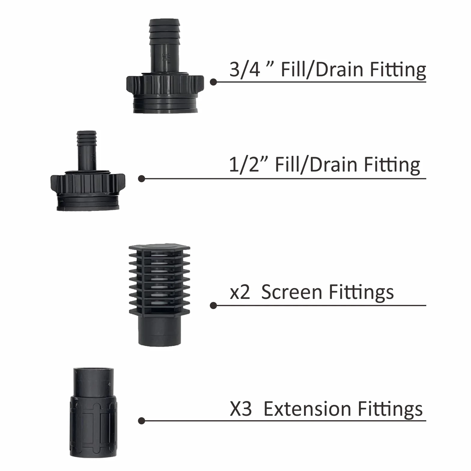 Toolazy Ebb & Flow Fitting Kit，Ebb and Flow Fitting Complete Kit Combo Set with 2 Extensions