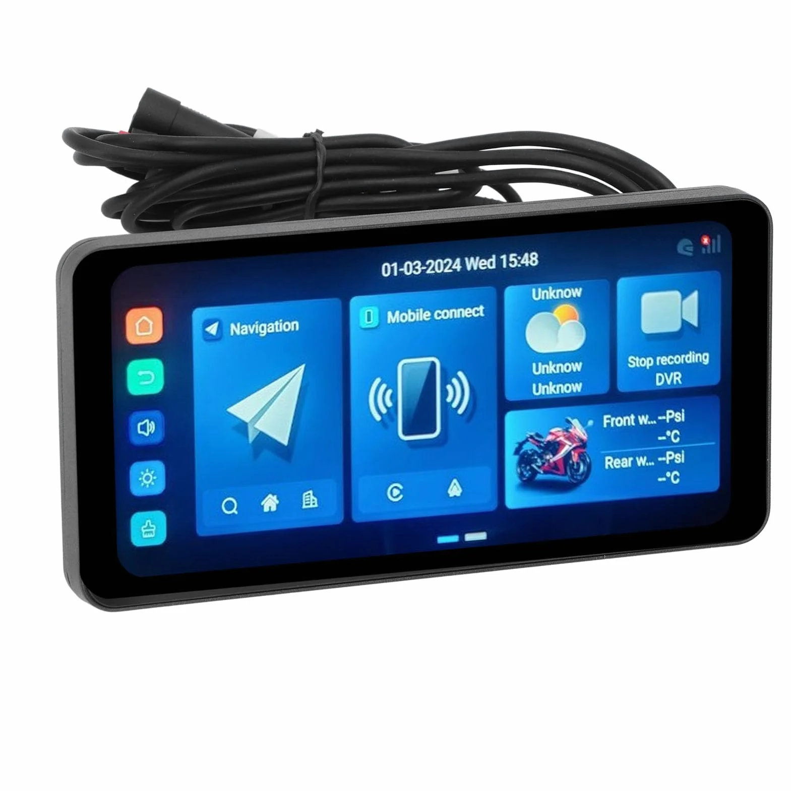 Motocyklowy System Nawigacji GPS 7in z Podwójnym Bluetooth, Płaszcz Przeciwdeszczowy, Android Auto Carplay