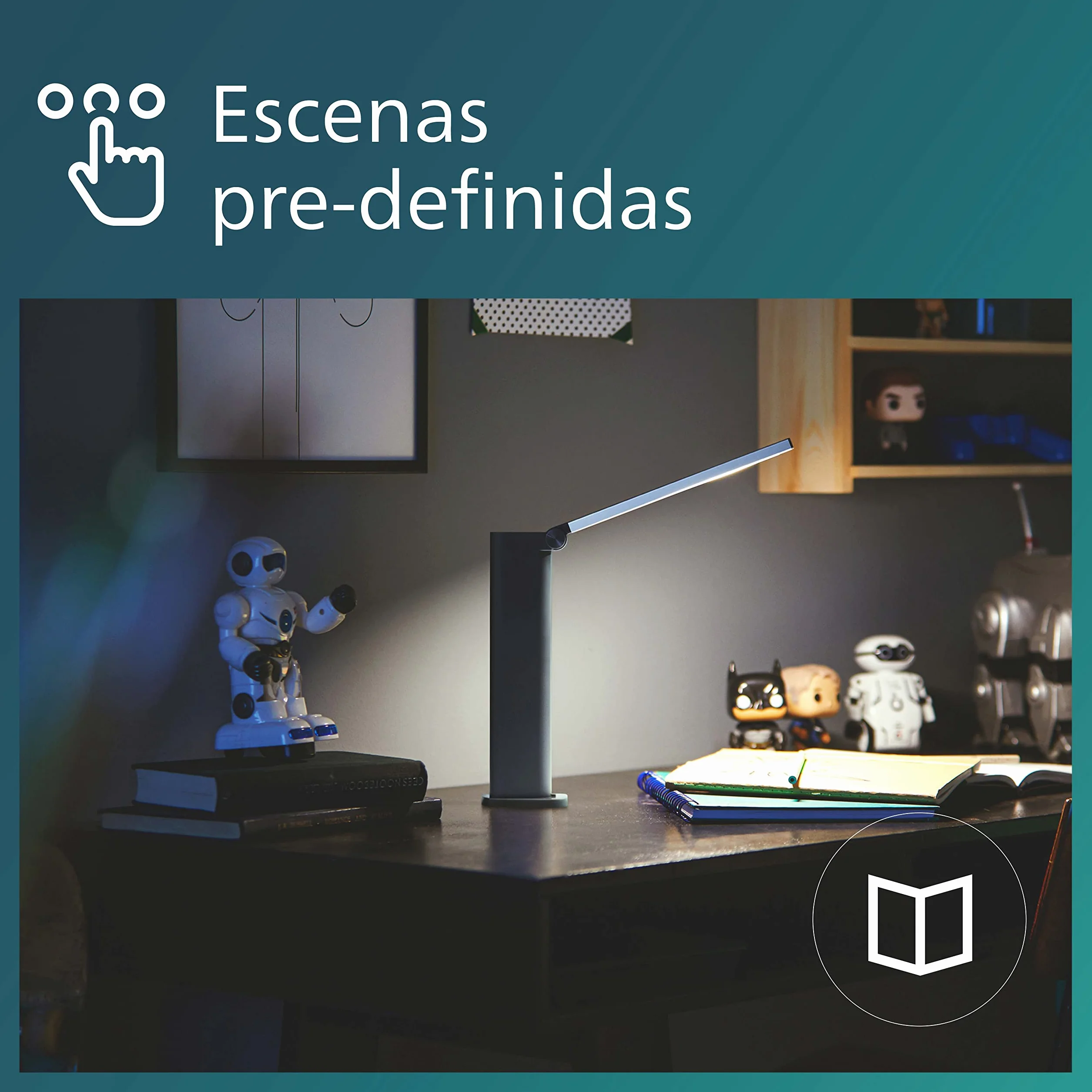 Philips LED Lampka biurkowa Performance Amber DSK202, 5 W 120 lm, 4000 K, czarna, możliwość przyciemniania, USB