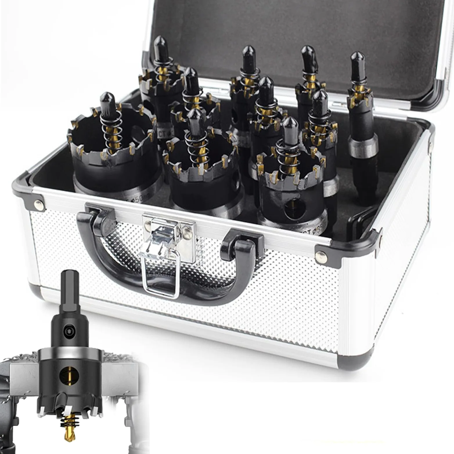 10-częściowy zestaw otwornic, zestaw otwornic 16 mm – 50 mm, głębokość robocza 25 mm, do wiercenia w miękkim drewnie, płytach PCV, żelaznych i plastikowych