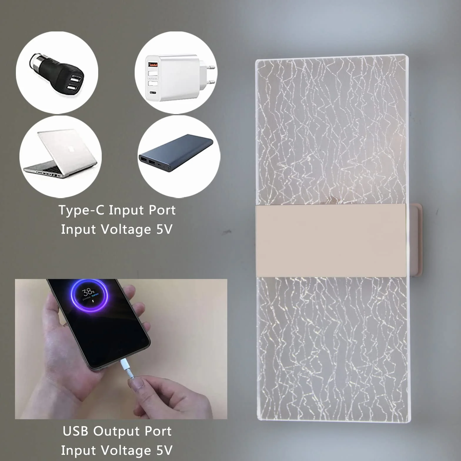 VOMI Bezprzewodowa lampa ścienna LED na baterie, lampa ścienna do sypialni z akumulatorem USB, lampka nocna z przełącznikiem, zestaw 2 lamp magnetycznych 6000K, oświetlenie ścienne 3 regulowana