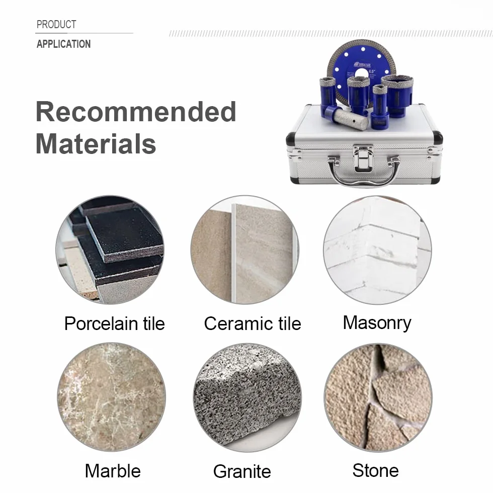 SHDIATOOL Suche diamentowe wiertła rdzeniowe M14 gwint 20/25/35/50 mm i 20 mm bity palcowe i 115 mm diamentowe ostrze lutowane próżniowo do płytek porcelanowych granitowych marmuru