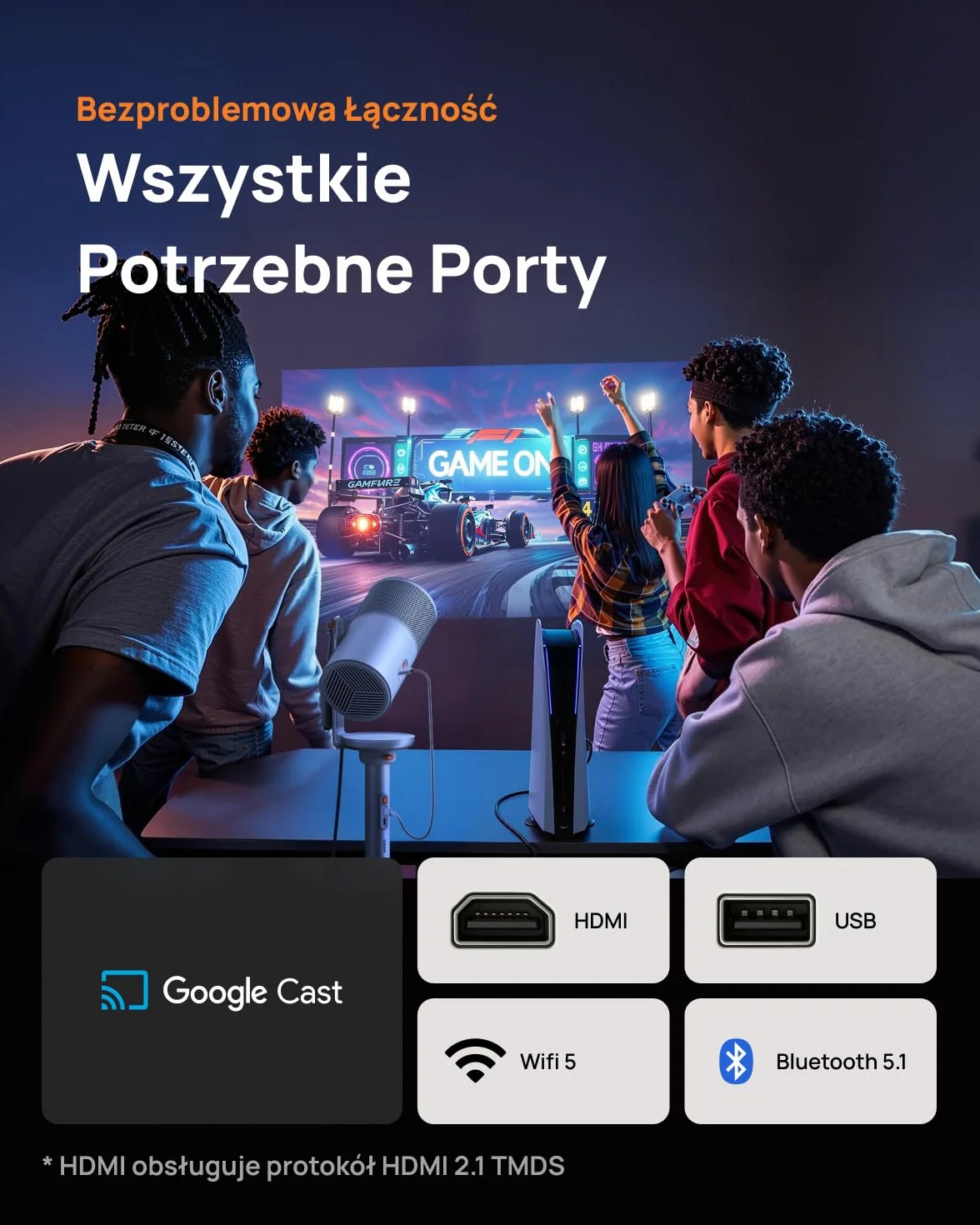 XGIMI MoGo 4 Laser Projektor Przenośny 550 Lumens ISO Obrót 360° Bateria Wbudowana Google TV Netflix Harman Kardon