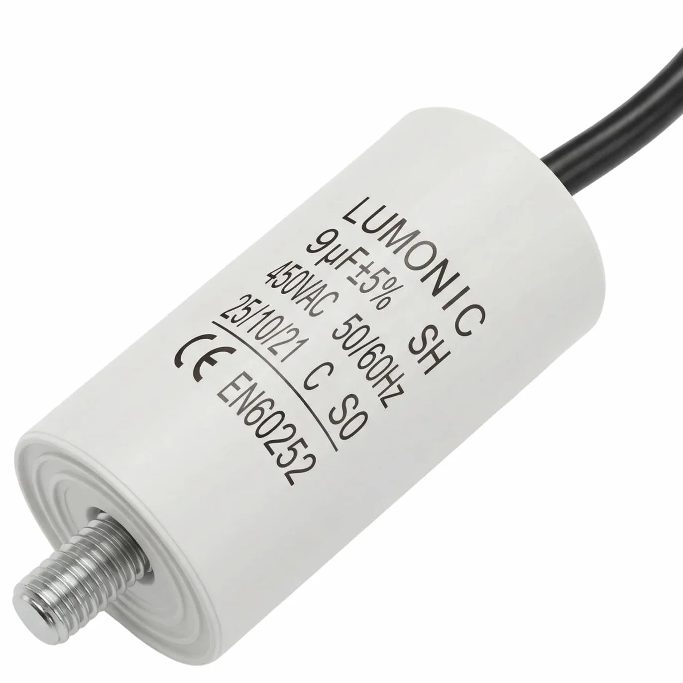 Lumonic Kondensator rozruchowy 9µF 450V | z Kabel I 30x60mm I 9uF I Kondensator silnikowy z plastikowa obudowa I Kondensator operacyjny I do pomp, kosiarek, narzedzi